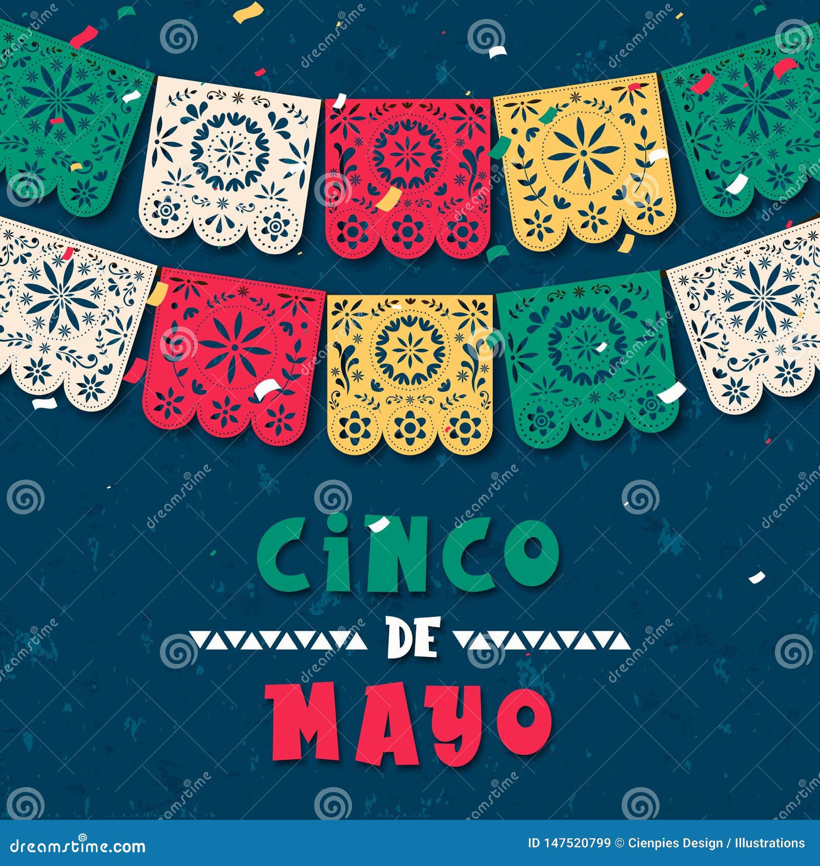 cinco de mayo paper flag card for mexico holiday