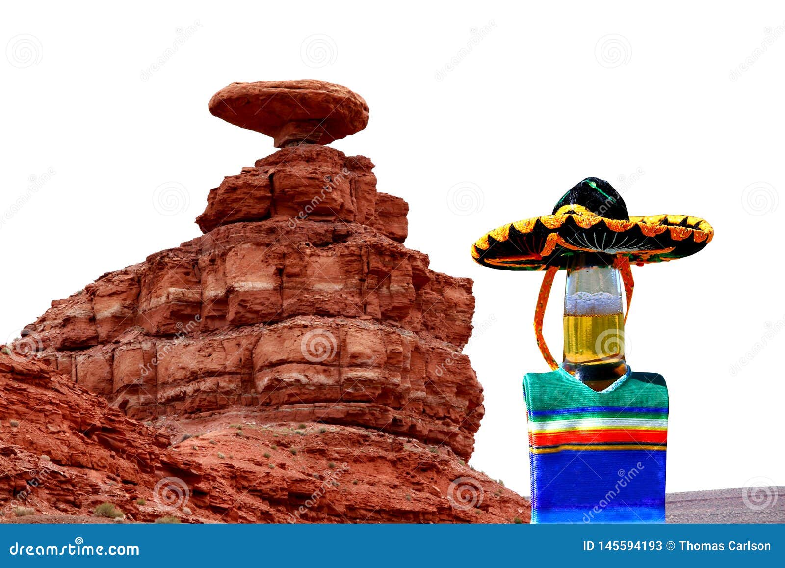 Отпразднуйте Cinco de Mayo на мексиканской шляпе, Юте Пивная бутылка носит sombrero и плащпалату Мексиканская шляпа город в Юте Город получил свое имя от близрасположенной горной породы которая походит мексиканская шляпа или sombrero Это также работало бы для мексиканских ресторанов на меню или их знаках