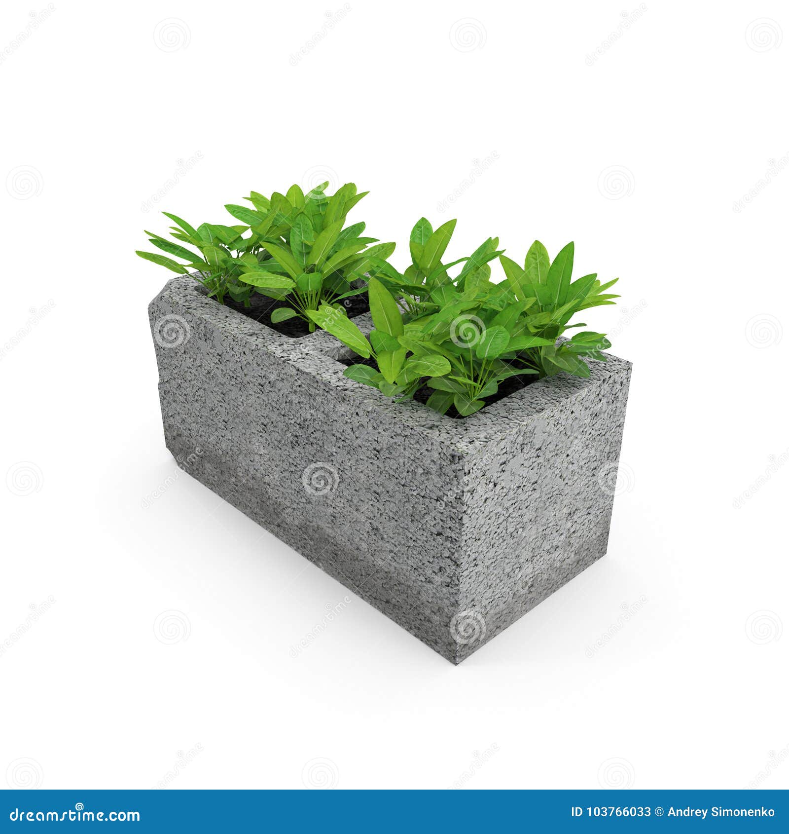 Cinder Block Urban Garden On A White 3d Illustration Illustration