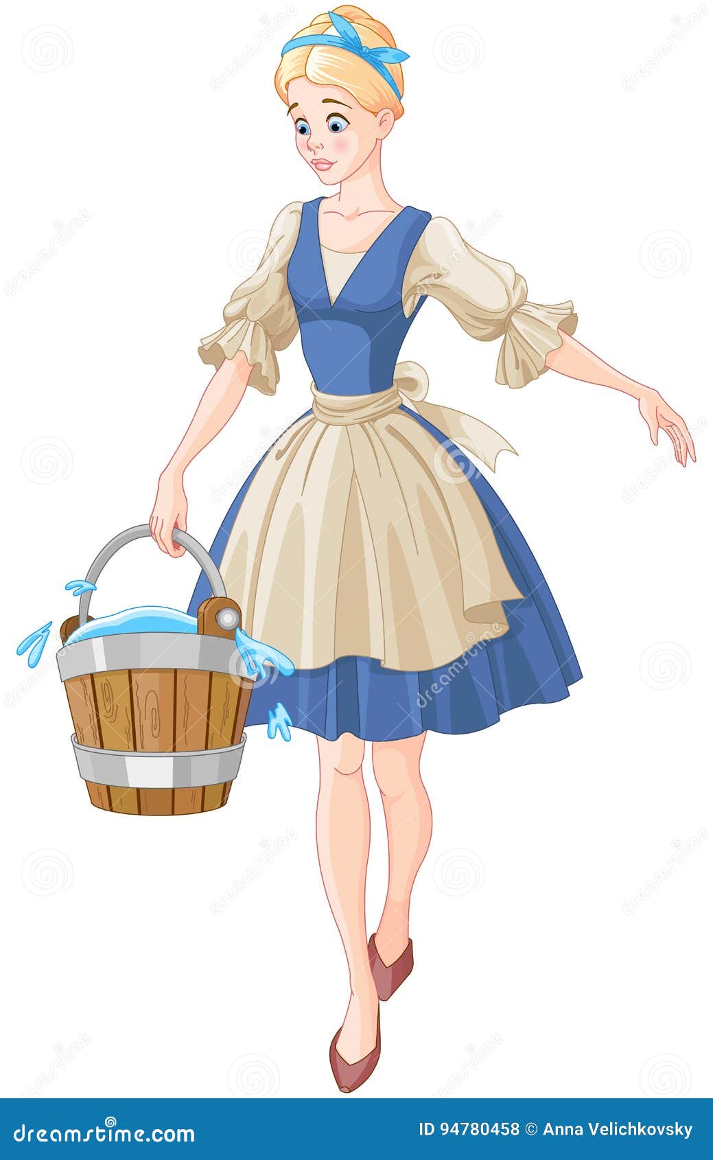 Sad Cinderella Cleaning The Floor Vector Illustration CartoonDealer