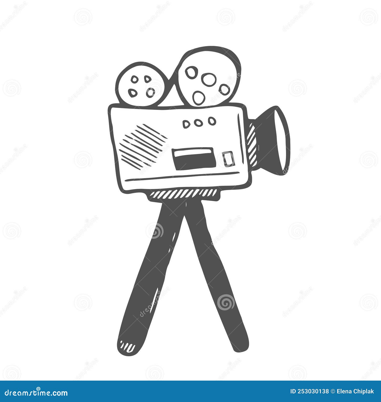 Cine Cameraretro Cine Proyectorvintage Proyector De Película Iconografía De  Dibujo a Mano Dibujo De Dibujos Vectoriales. Aislado Ilustración del Vector  - Ilustración de elementos, icono: 253030138