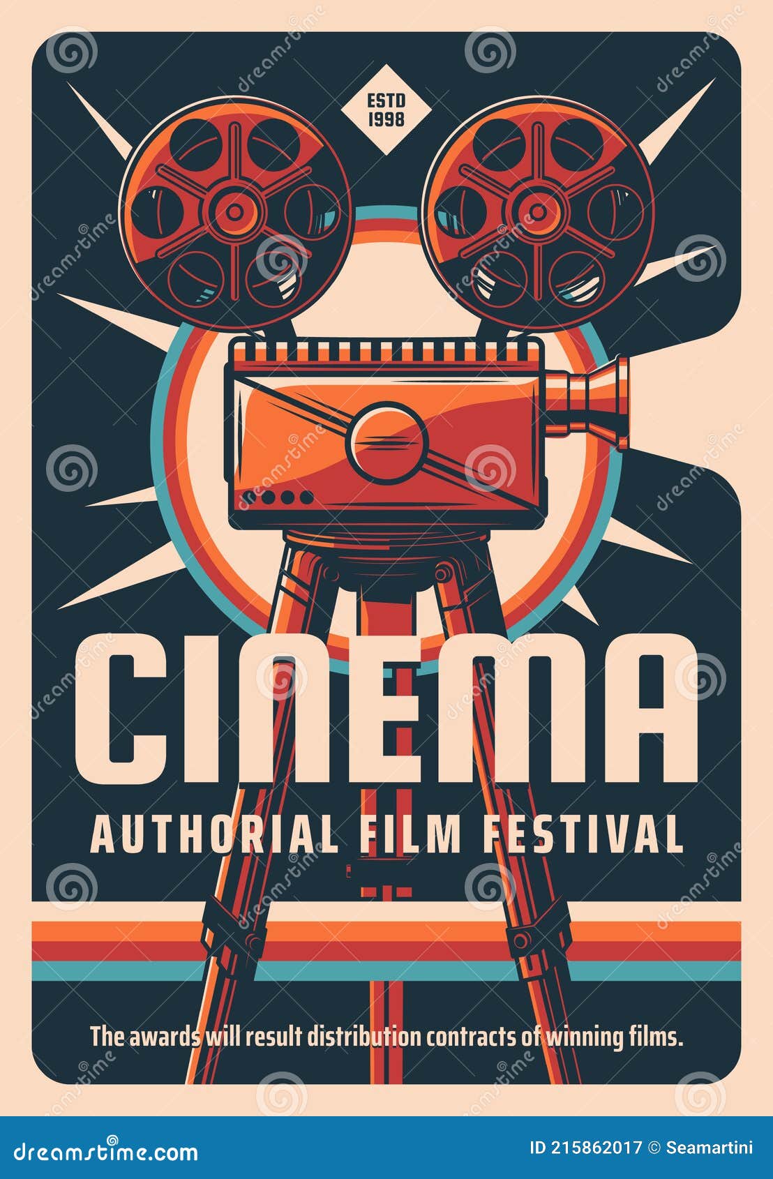 Cinema Authorial Film Festival Vector Retro Poster Stock Vector -  Illustration of movie, film: 215862017