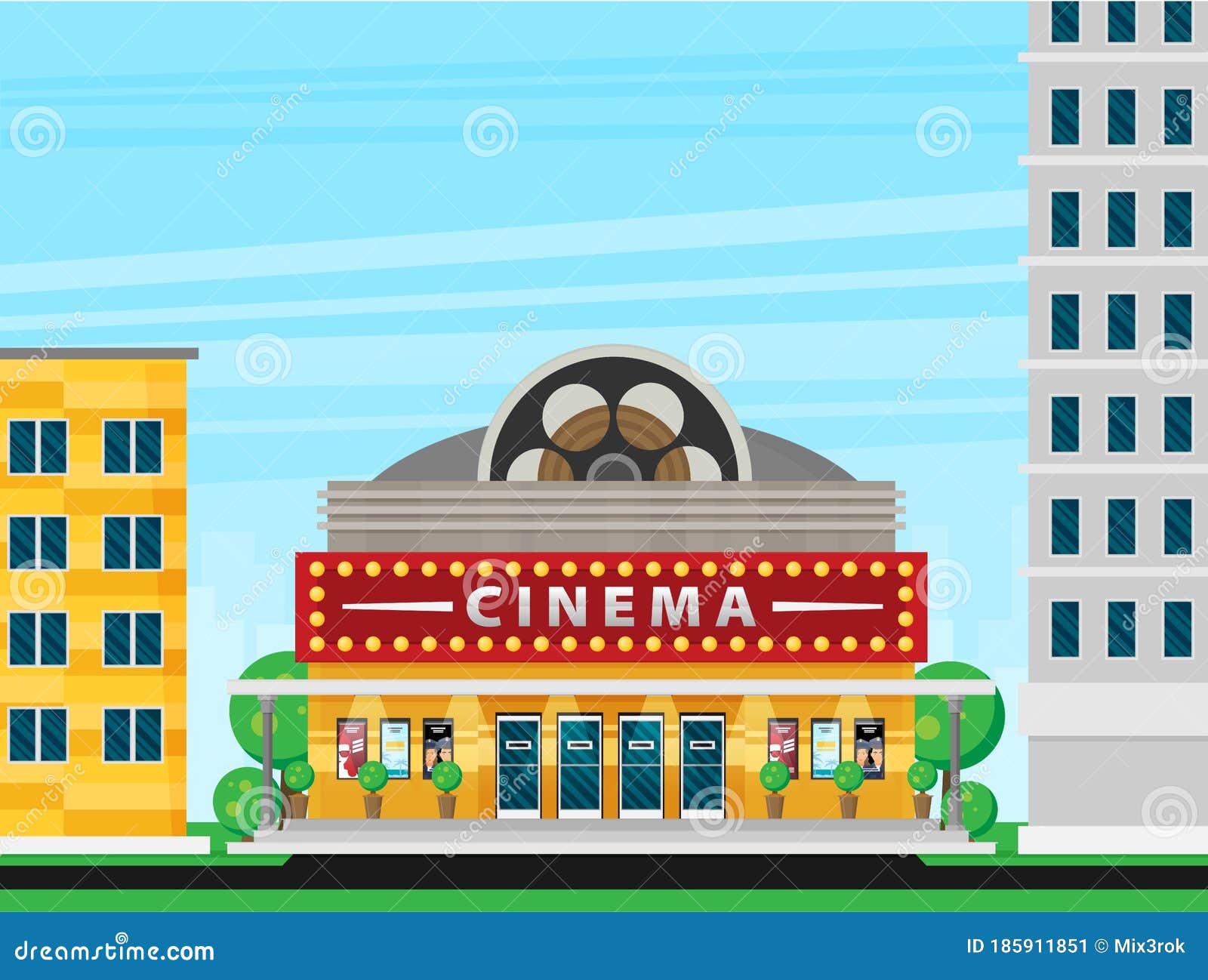 cinema building cartoon