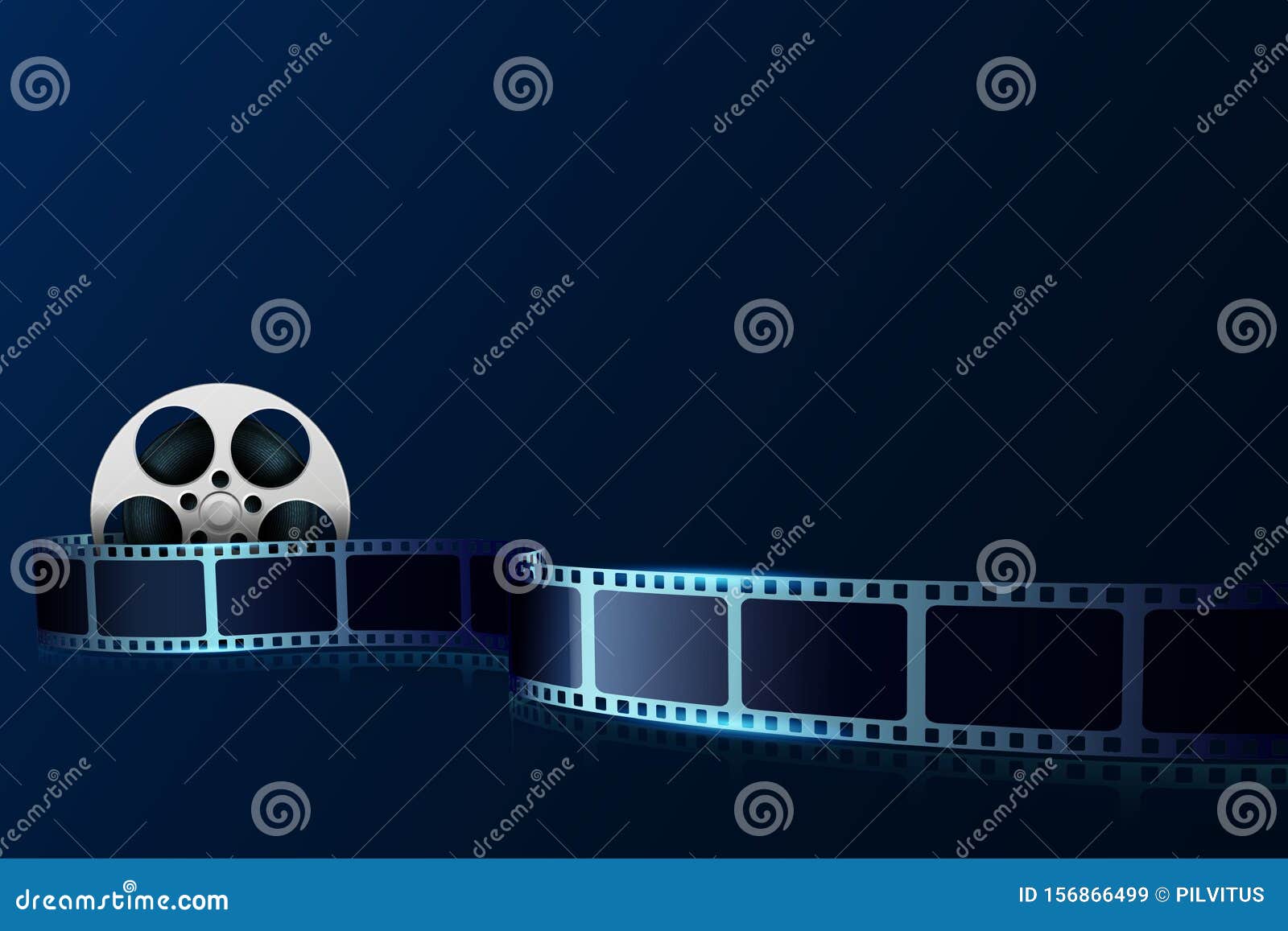 Cinema Film Strip Wave and Film Reel Isolated on Blue Background. 3d Movie  Art Blank for Cinema Festival Stock Vector - Illustration of blank,  cinematography: 156866499