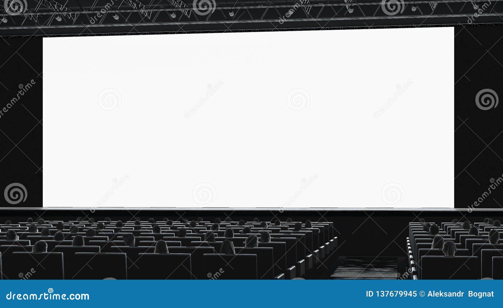 Download Cinema Hall With Audience Watching On Blank Monitor Mockup ...