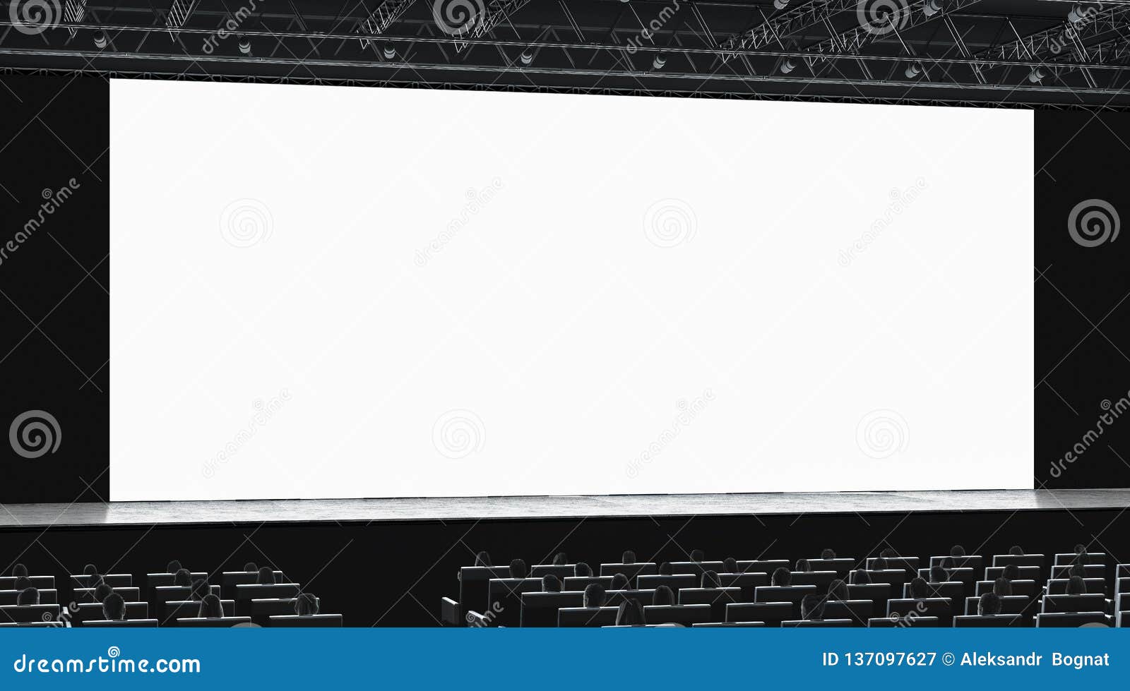 Download Cinema Hall With Auditorium Watching On Blank Screen Mockup Stock Illustration - Illustration of ...