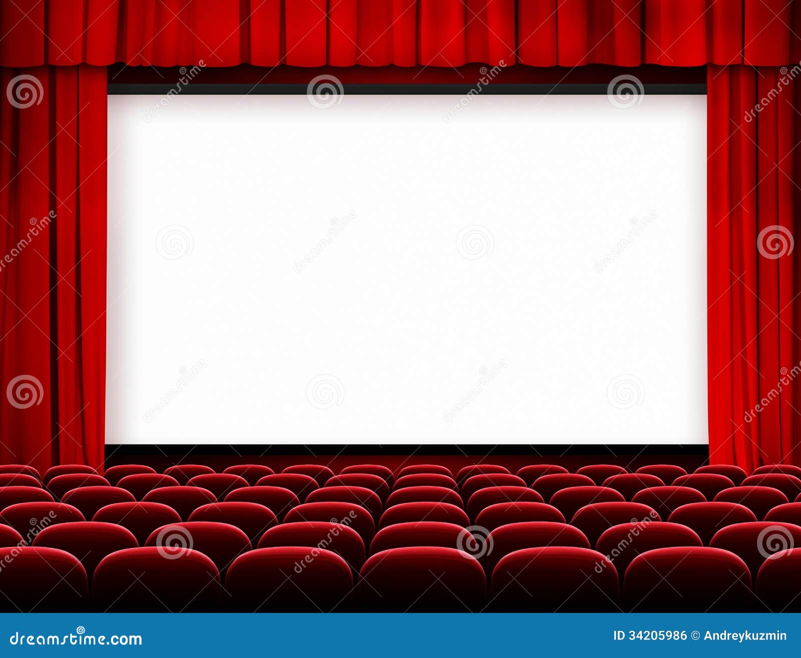 cinema screen red curtains seats 34205986