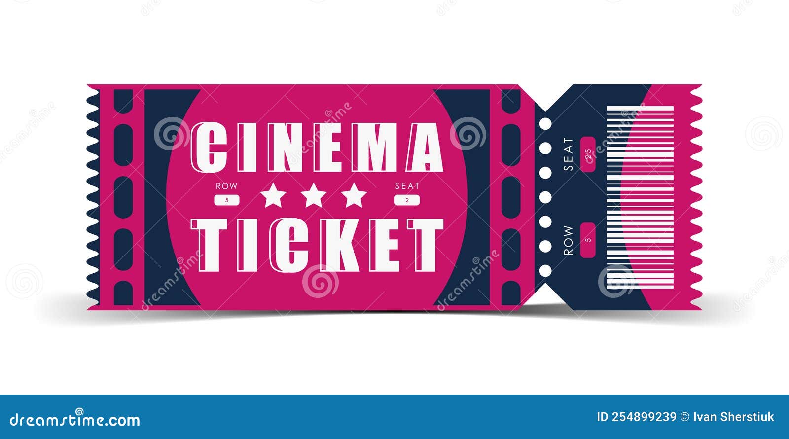 Cinema Ticket Design. Modern Ticket Card Template. Vector. Stock Vector