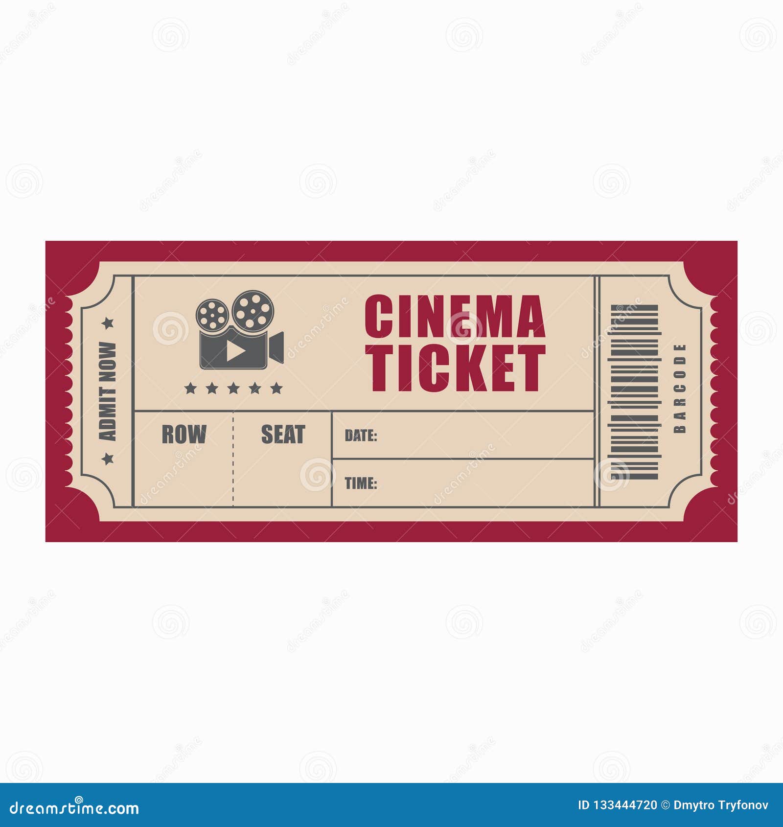 Cinema Ticket, Movie Template, Check Layout Stock Vector - Illustration ...