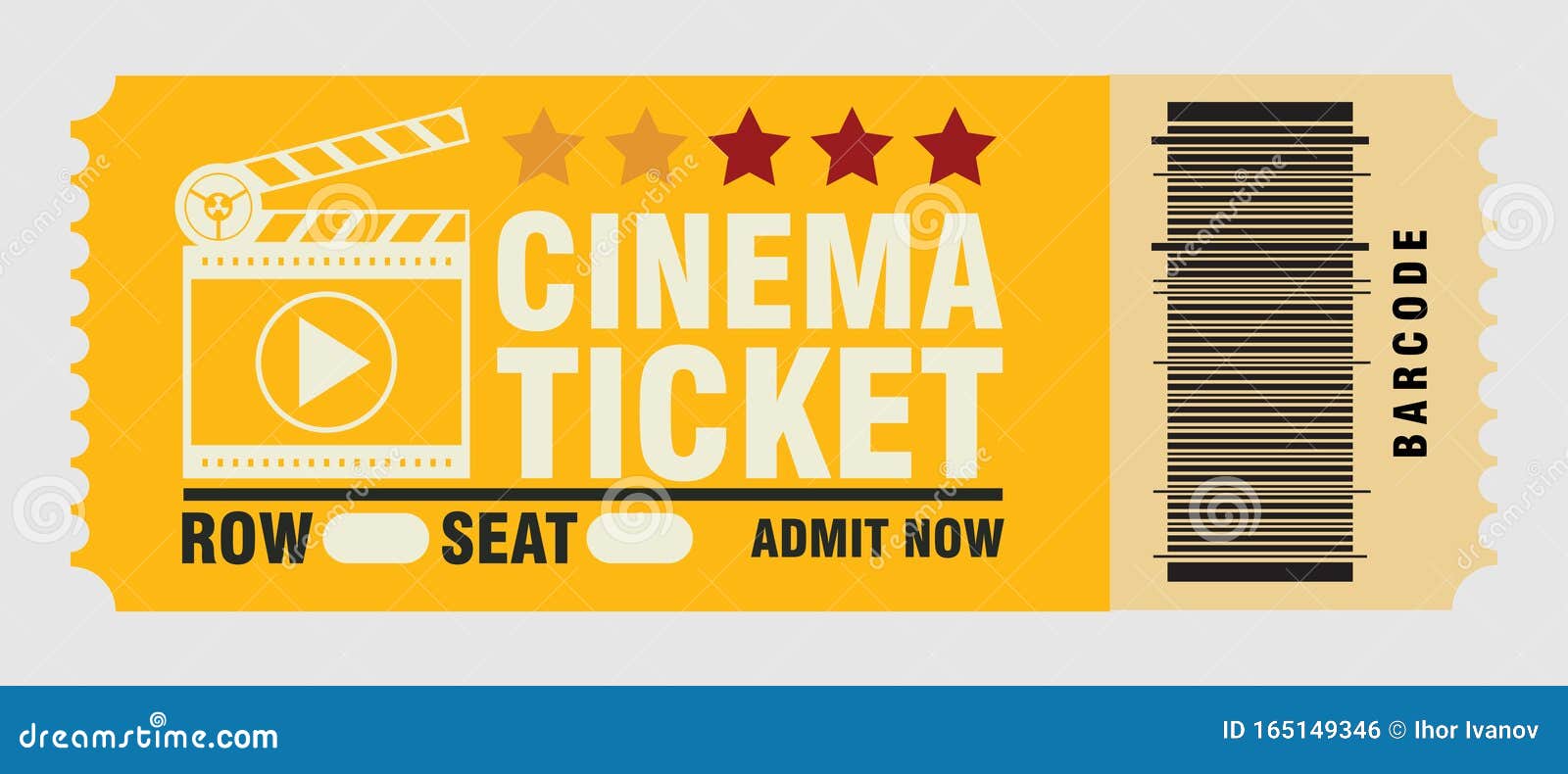 Cinema Ticket, Skip To Watch Movies, Realistic Look Stock Vector ...
