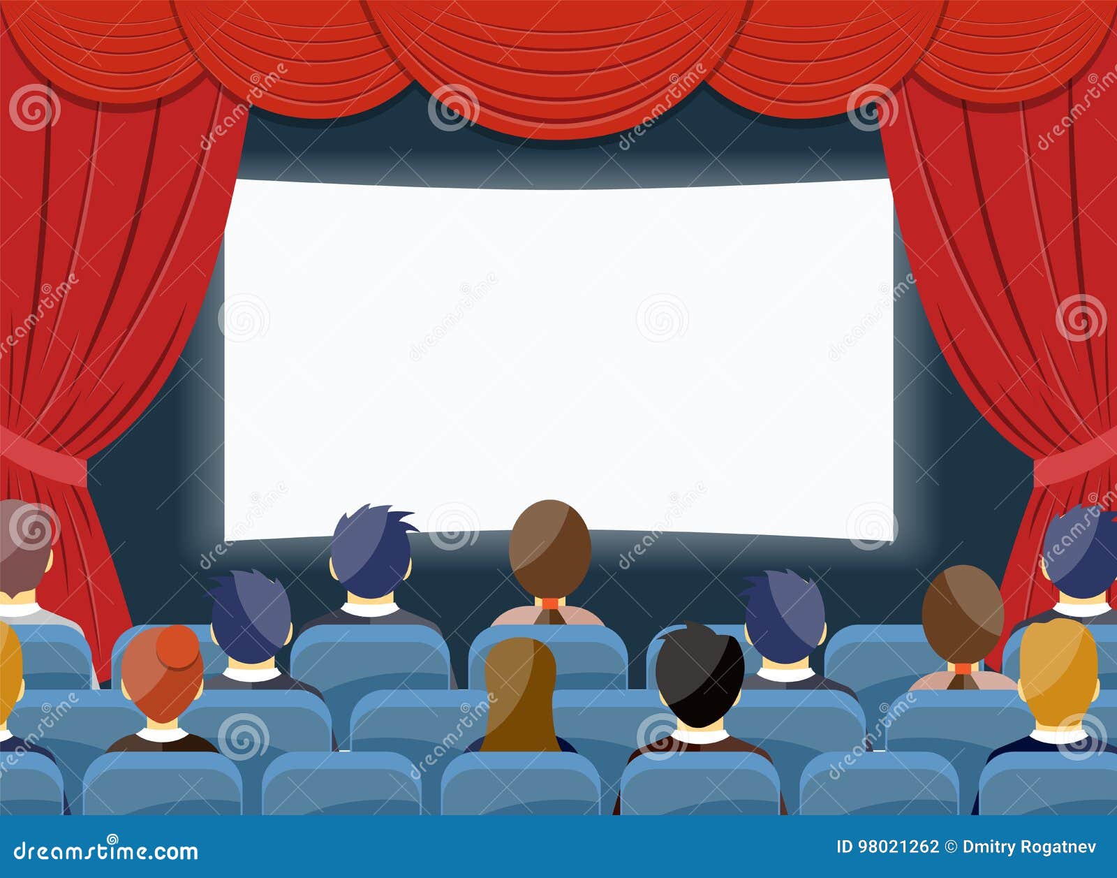 Cinema Watch Movie Theater Empty Screen Template Stock Vector ...