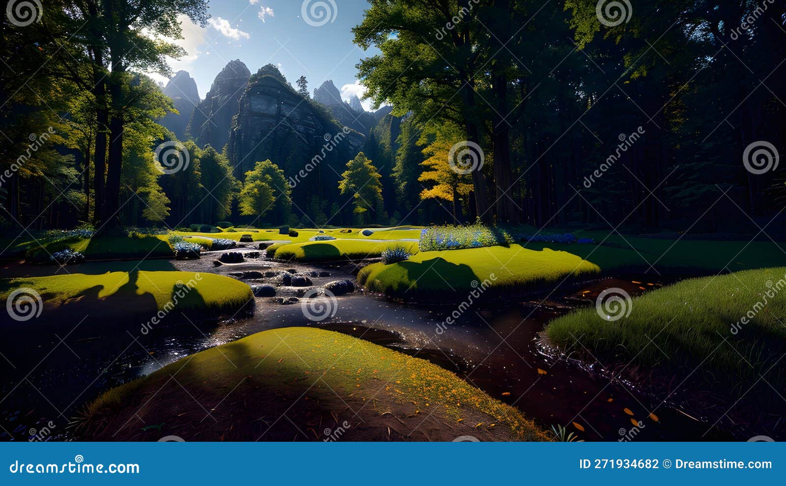 Cinematic Countryside Landscape Lake Mountains Valleys Design ...