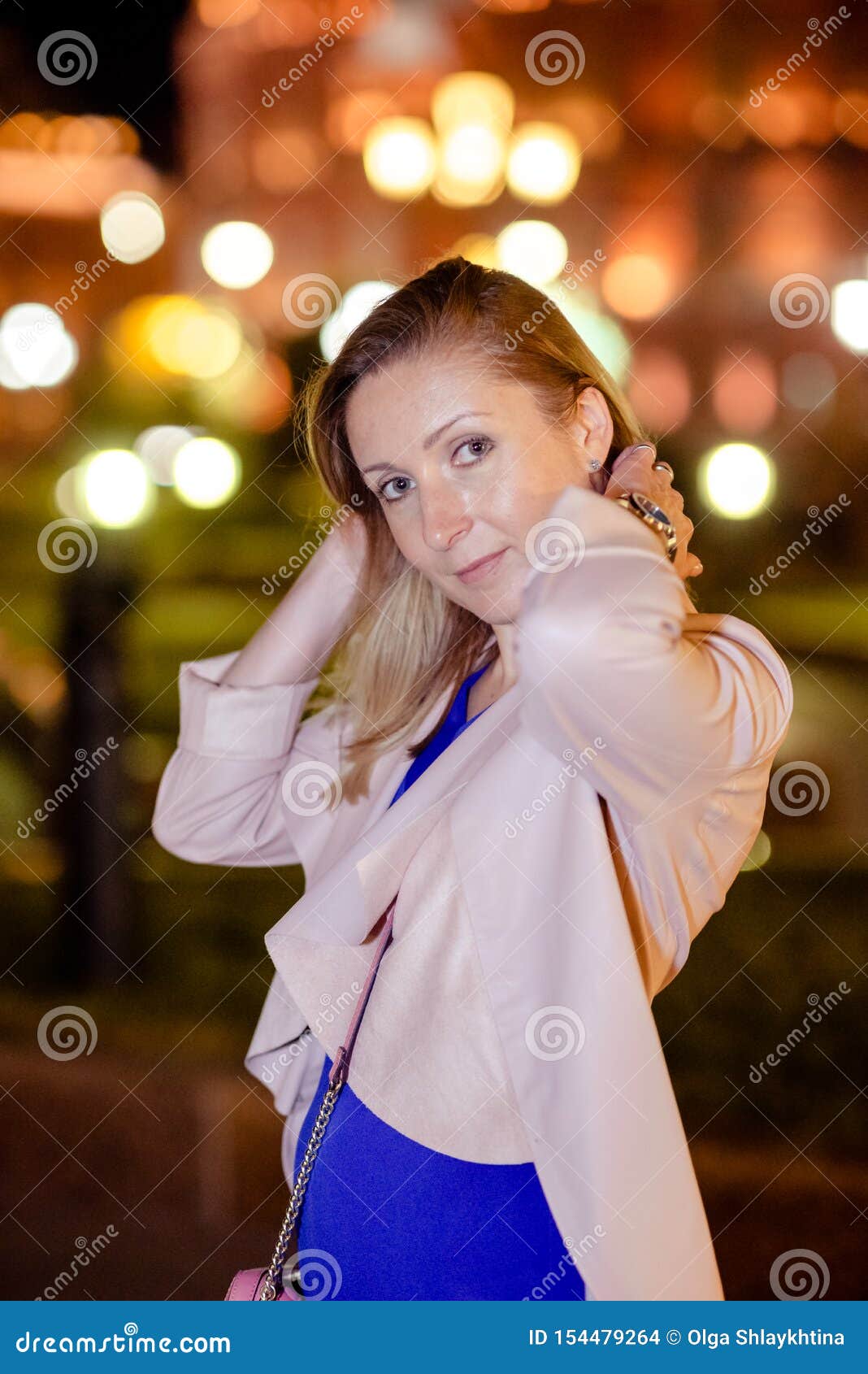 Cinematic Night Portrait of Girl and Neon Lights Stock Photo - Image of ...