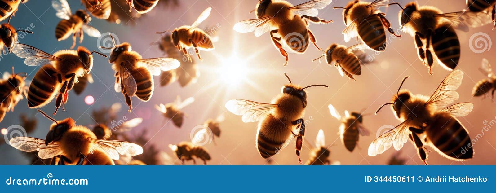 cinematic photograph of bees in surreal dreamy colors with ethereal honey-like mist
