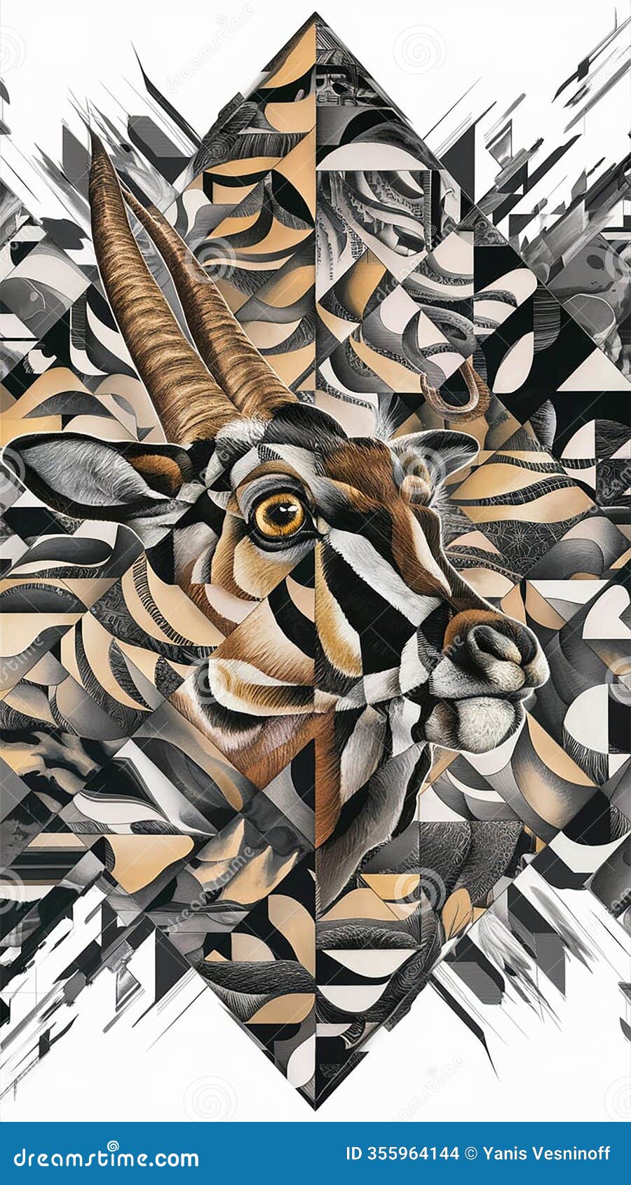a cinematic, poster-worthy artwork that masterfully blends s with a geometric quilted abstract pattern