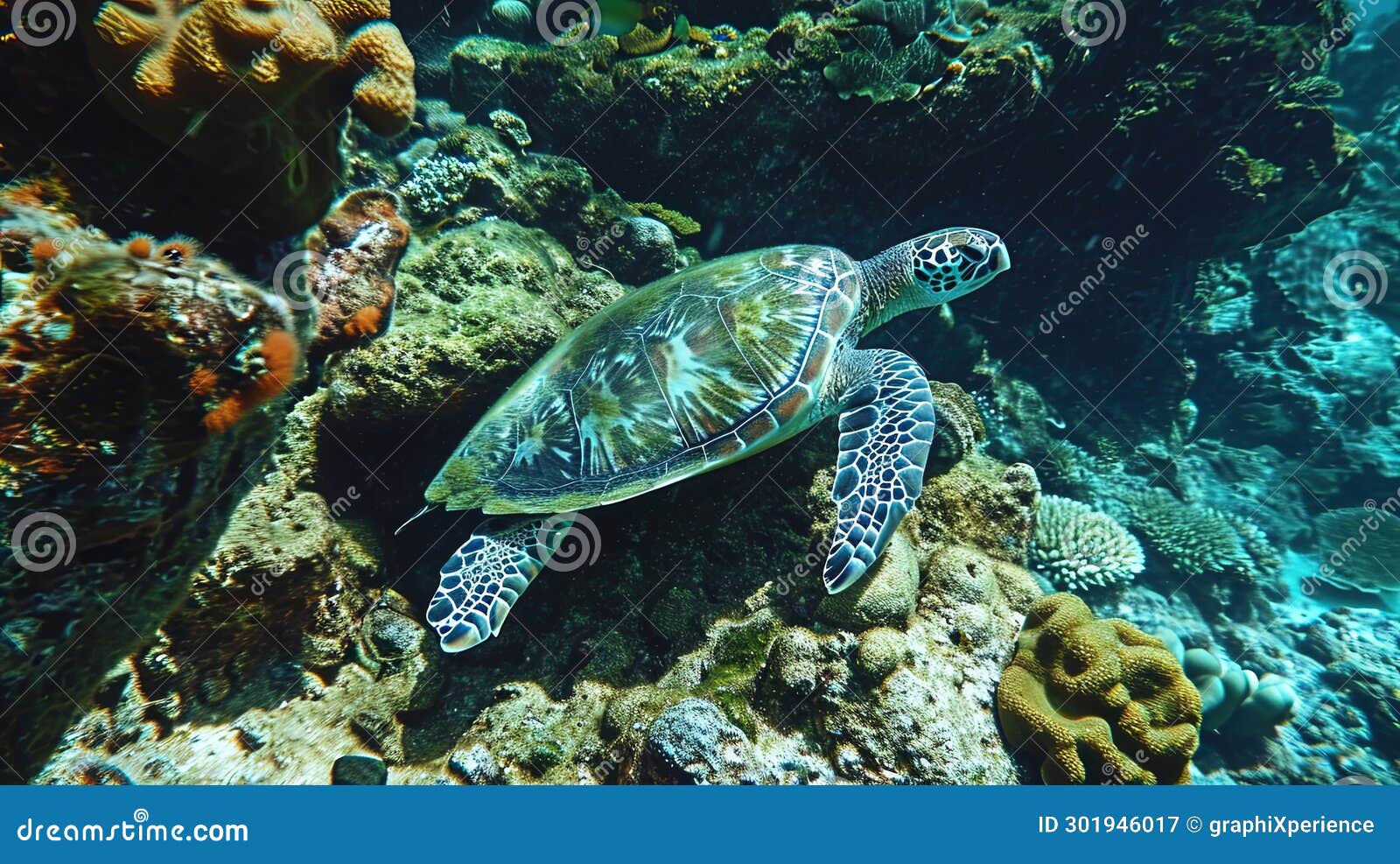 Cinematic Underwater Great Barrier Reef Scene Stock Illustration ...
