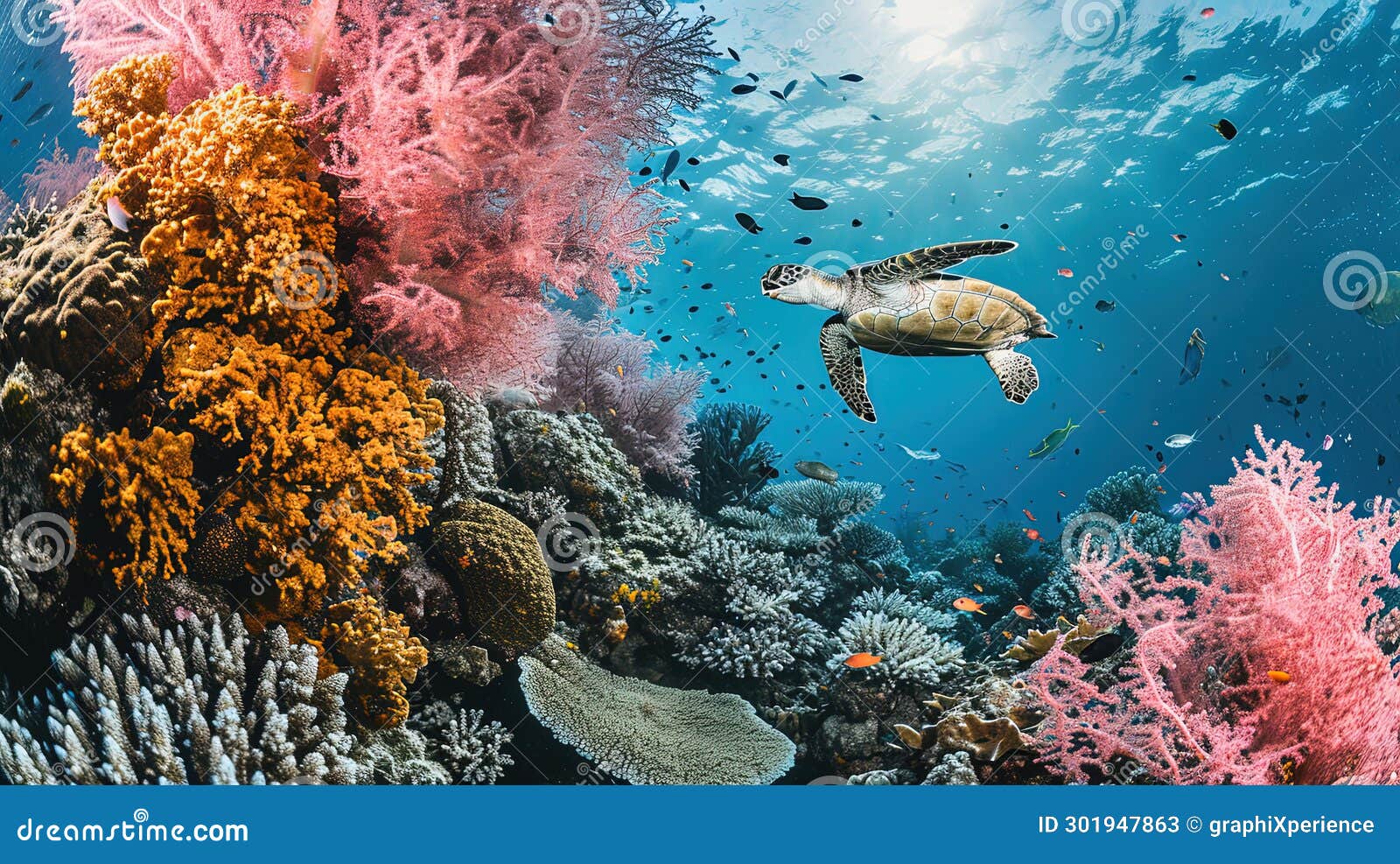 Cinematic Underwater Great Barrier Reef Scene Stock Illustration ...