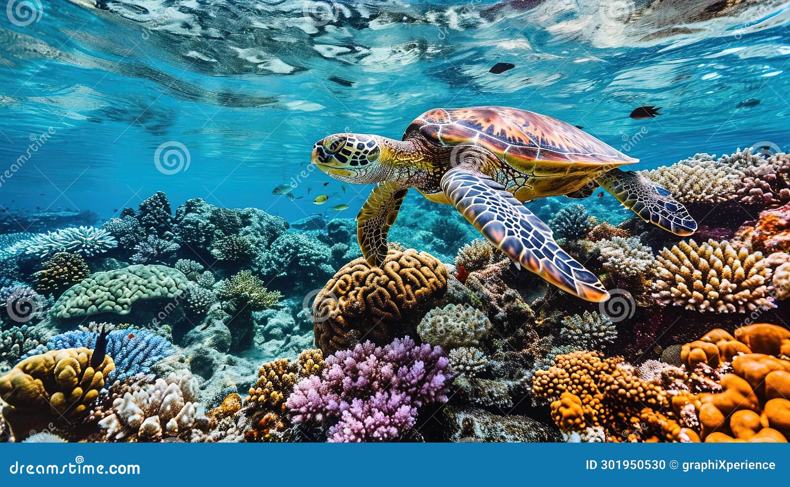 Cinematic Underwater Great Barrier Reef Scene Stock Illustration ...