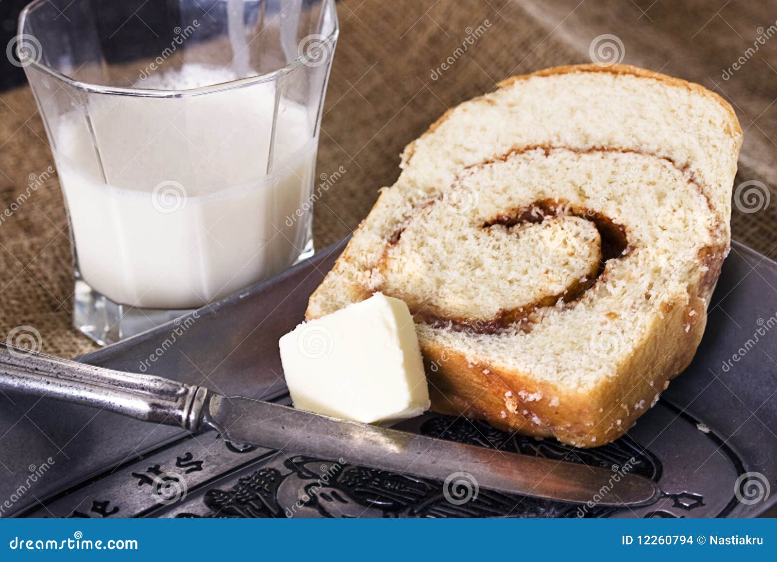 Cinnamon bread breakfast stock photo. Image of white 12260794