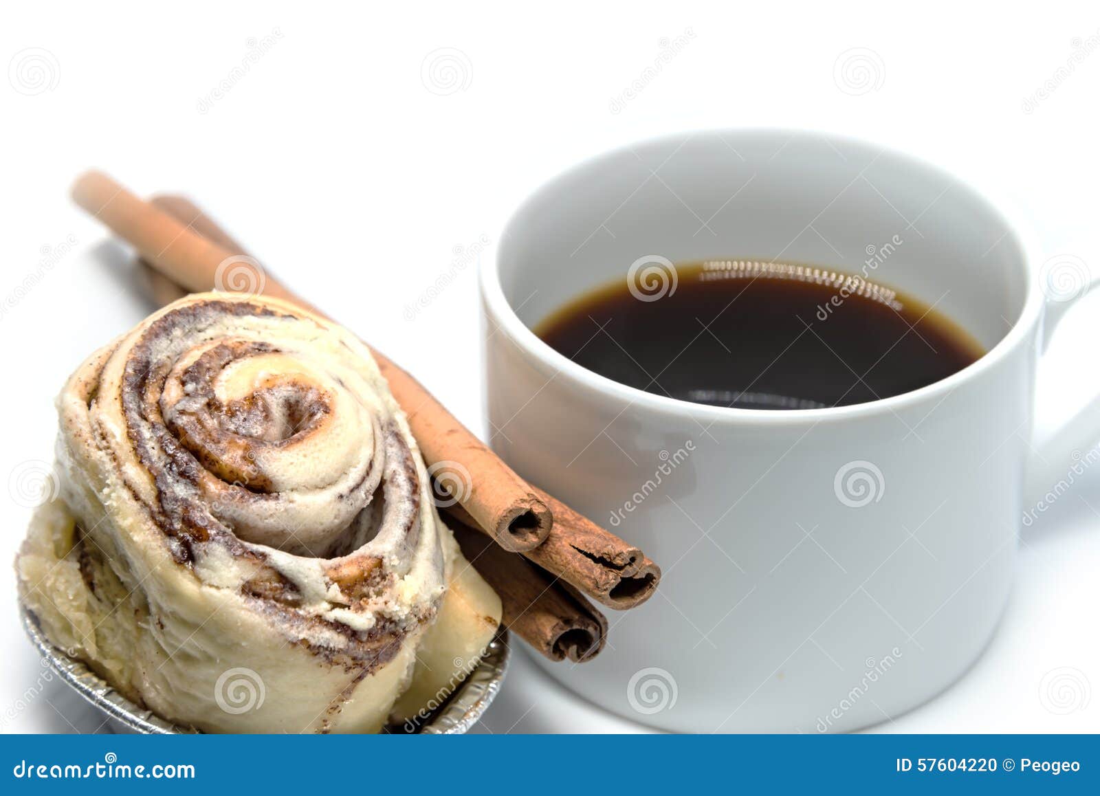 Cinnamon Roll Bun with Coffee Isolated Stock Photo Image of piece