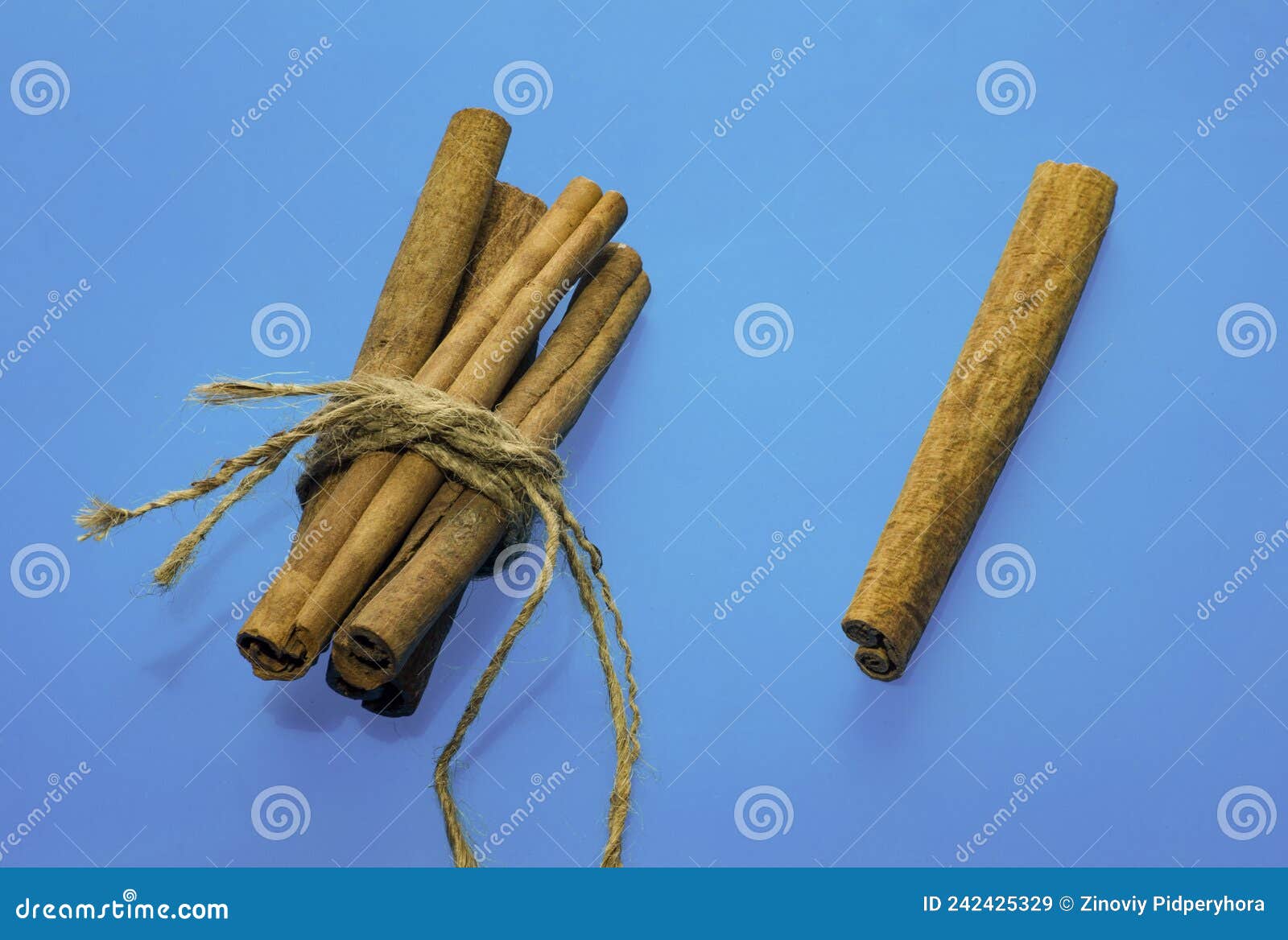 Cinnamon Sticks on a Blue Background Stock Image Image of cinnamon