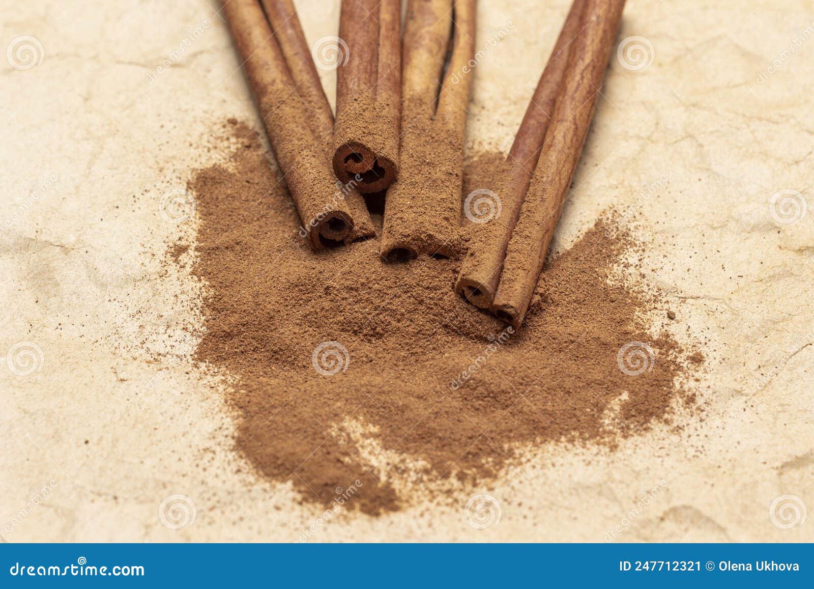 Cinnamon Sticks on Ground Cinnamon. Top View Stock Image Image of treatment, savory 247712321