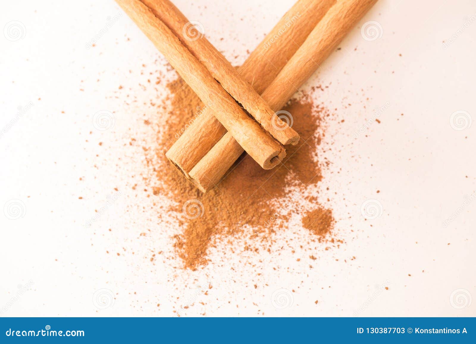 Cinnamon sticks and powder stock image. Image of dust 130387703