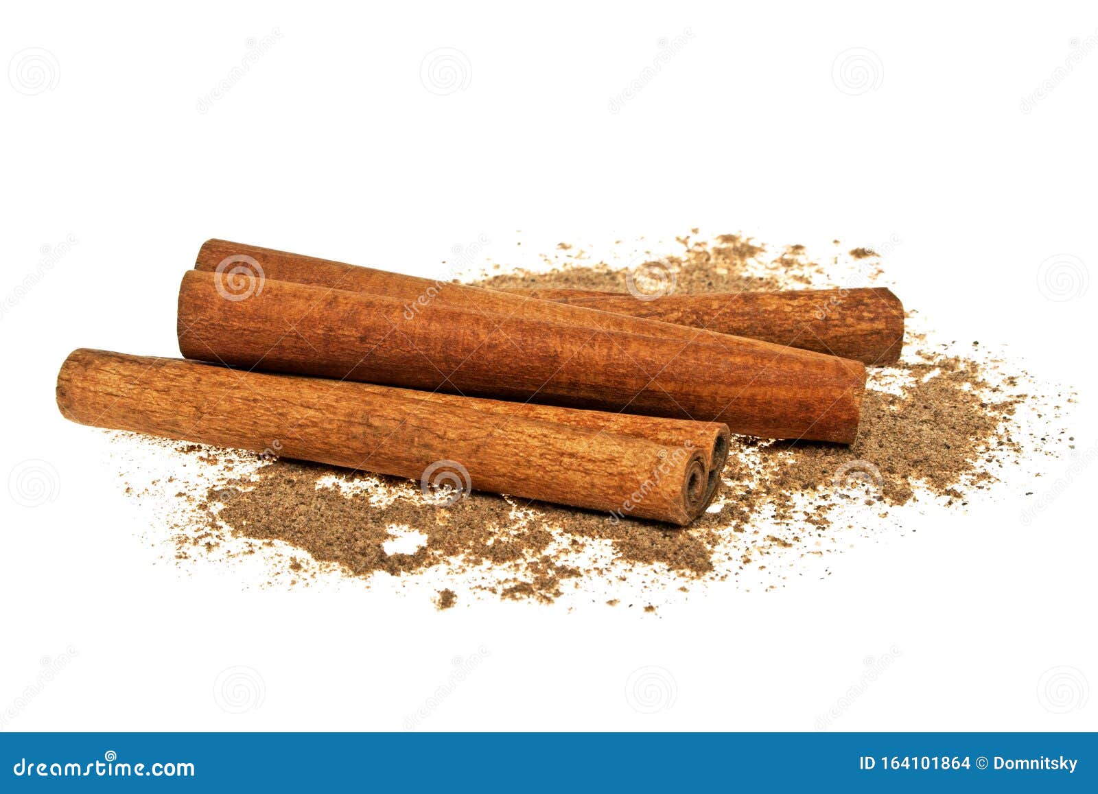 Cinnamon Sticks and Powder on White Background Stock Photo Image of flavoring, condiment