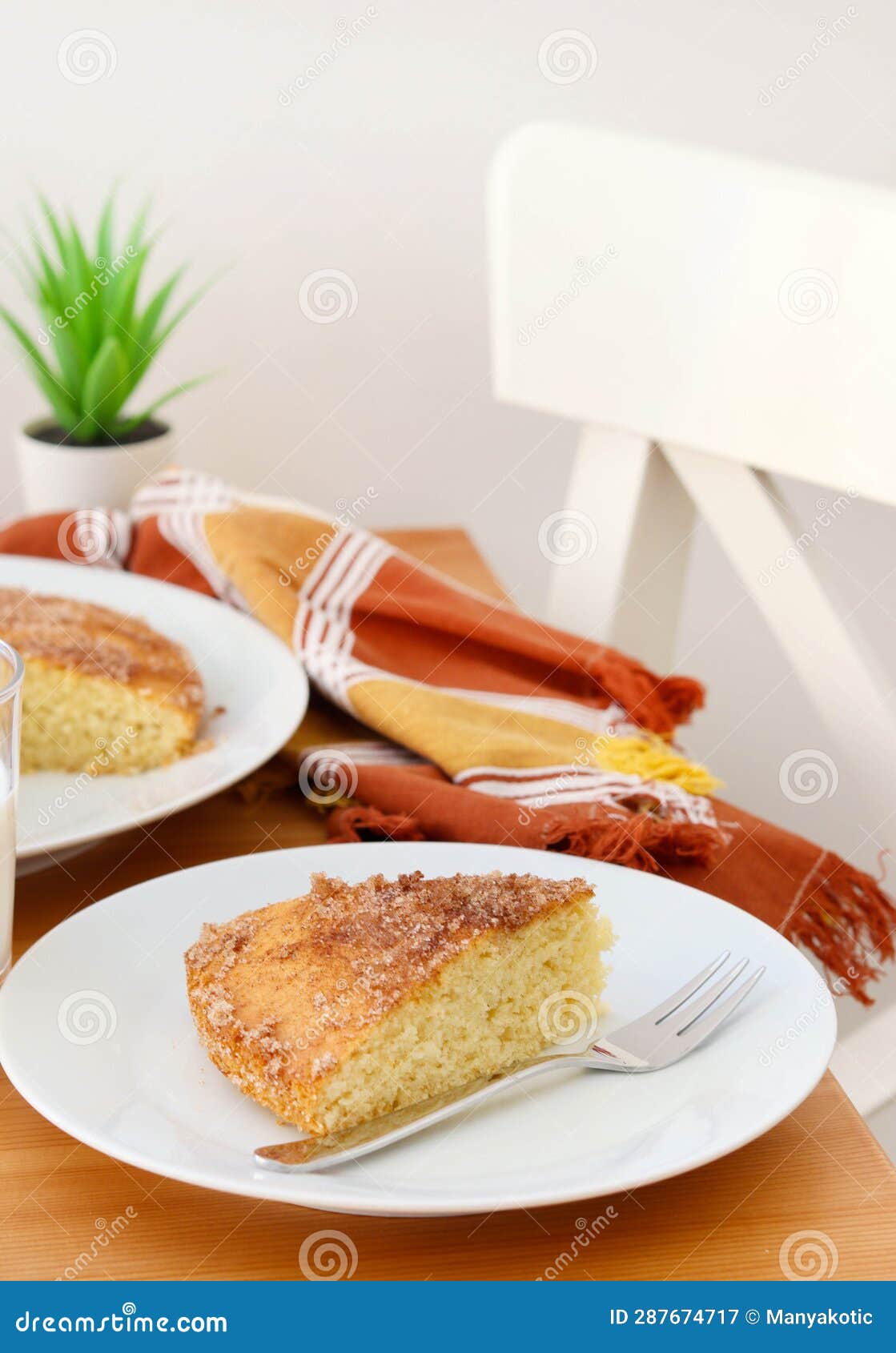 Cinnamon Teacake, Sliced and Served on Plate Stock Image Image of
