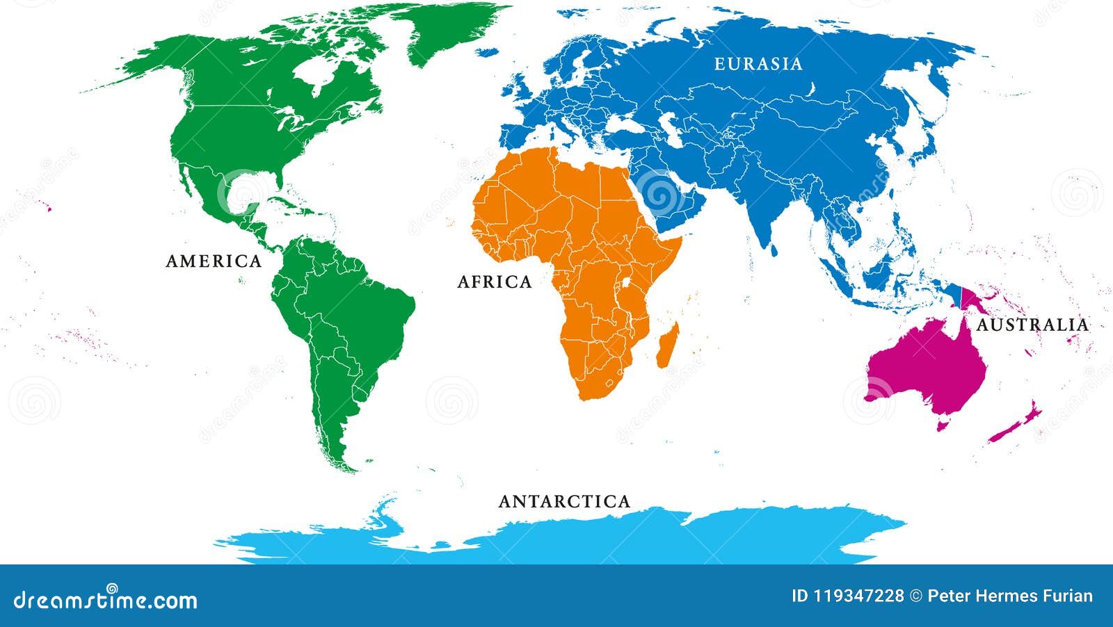 Cinq Continents Carte Politique Du Monde Avec Des