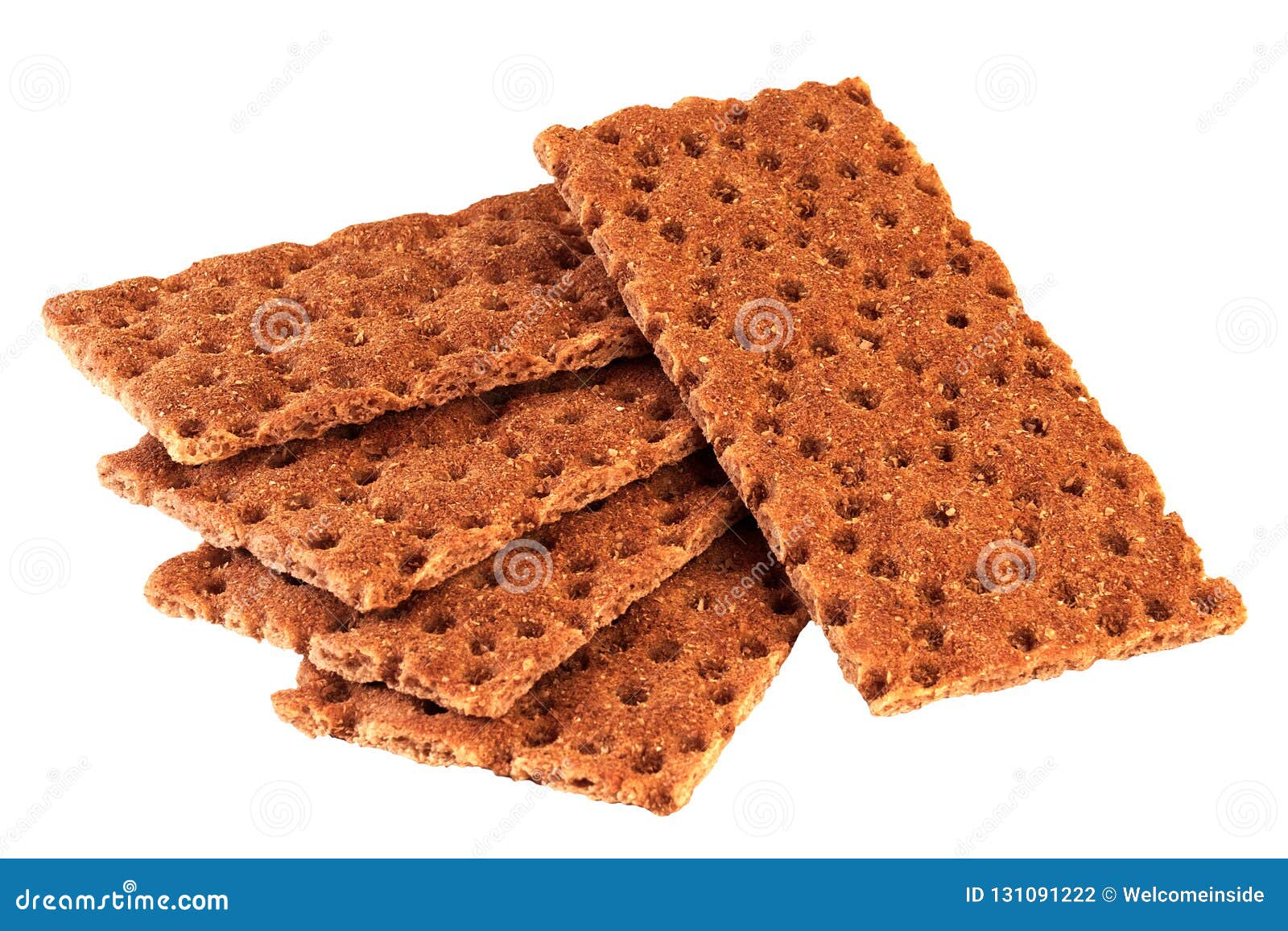 Cinque segale e cracker del flatbread del cereale isolati su fondo bianco. Cinque cracker saporiti del flatbread del cereale e della segale isolati su fondo bianco