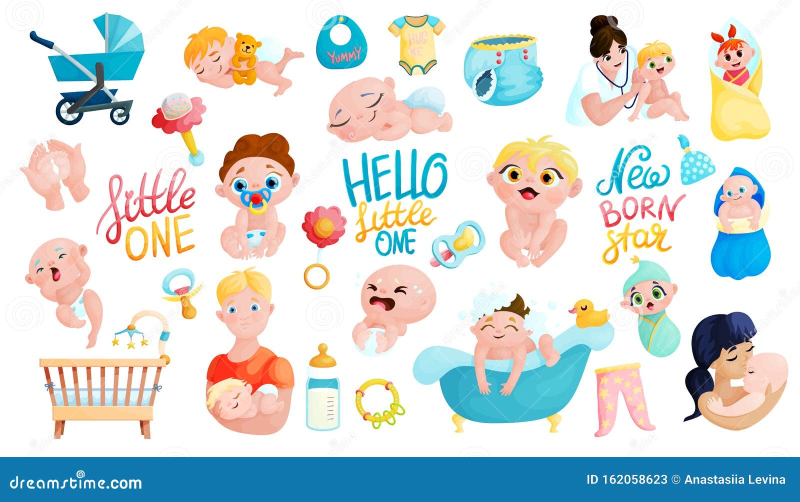Cintas De Dibujos Animados Para Bebes Padres Y Accesorios Ilustracion Del Vector Ilustracion De Lindo Plano