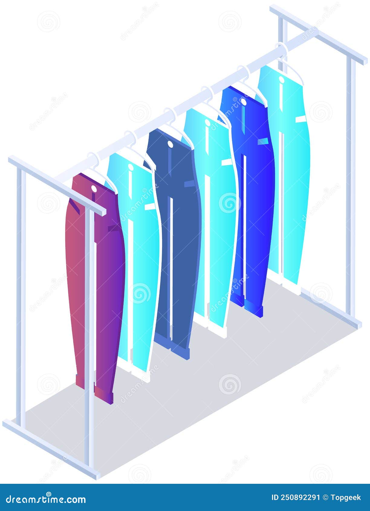 Cintre Pour Intérieur Maison Ou Boutique. Pantalons Et Jeans Colorés Sur  Cintres Pour La Chambre De Montage En Magasin Illustration de Vecteur -  Illustration du mode, cintre: 250892291