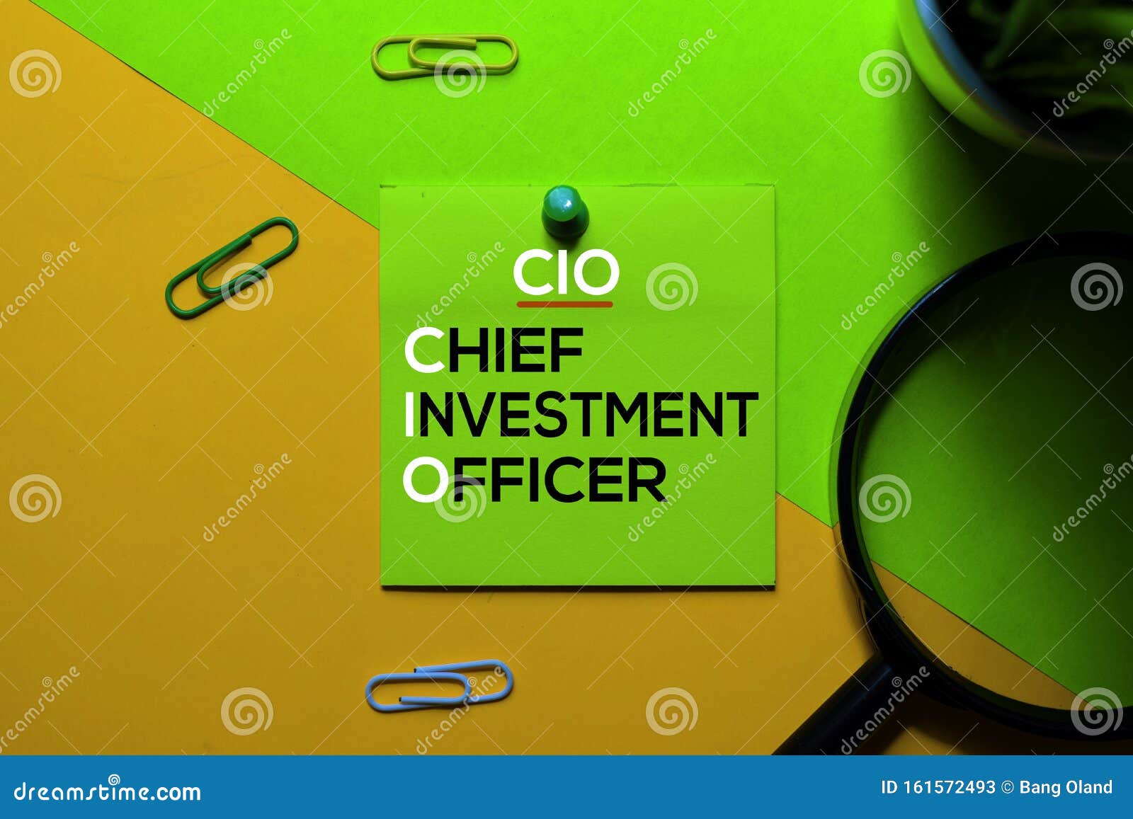 Cio Chief Investment Officer Acronym On Sticky Notes Office Desk