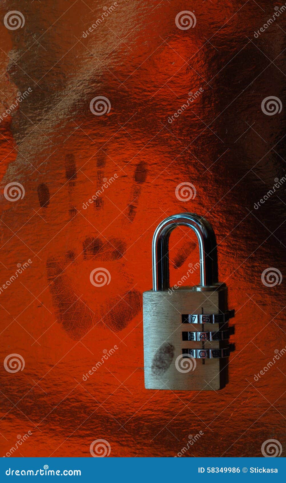 Cipher lock and handprint stock photo. Image of access 58349986