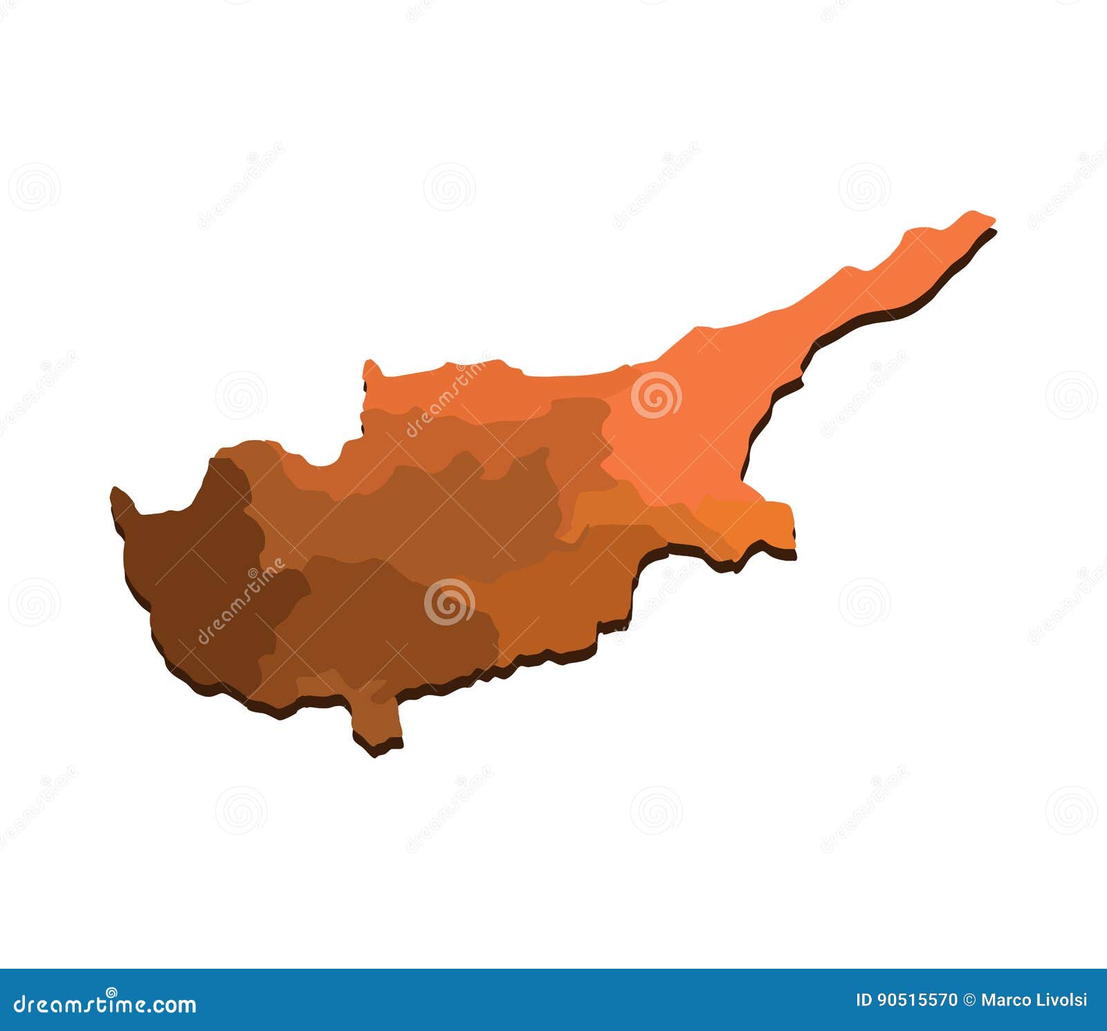 Cipro Illustrated Map With Regions RoyaltyFree Stock Photography