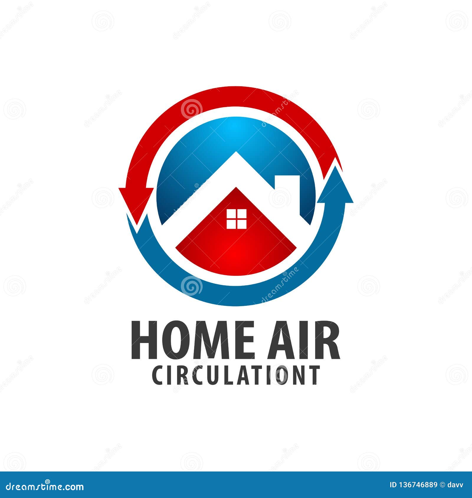 Circle Arrow Home Air Circulation Logo Concept Design. Symbol Graphic