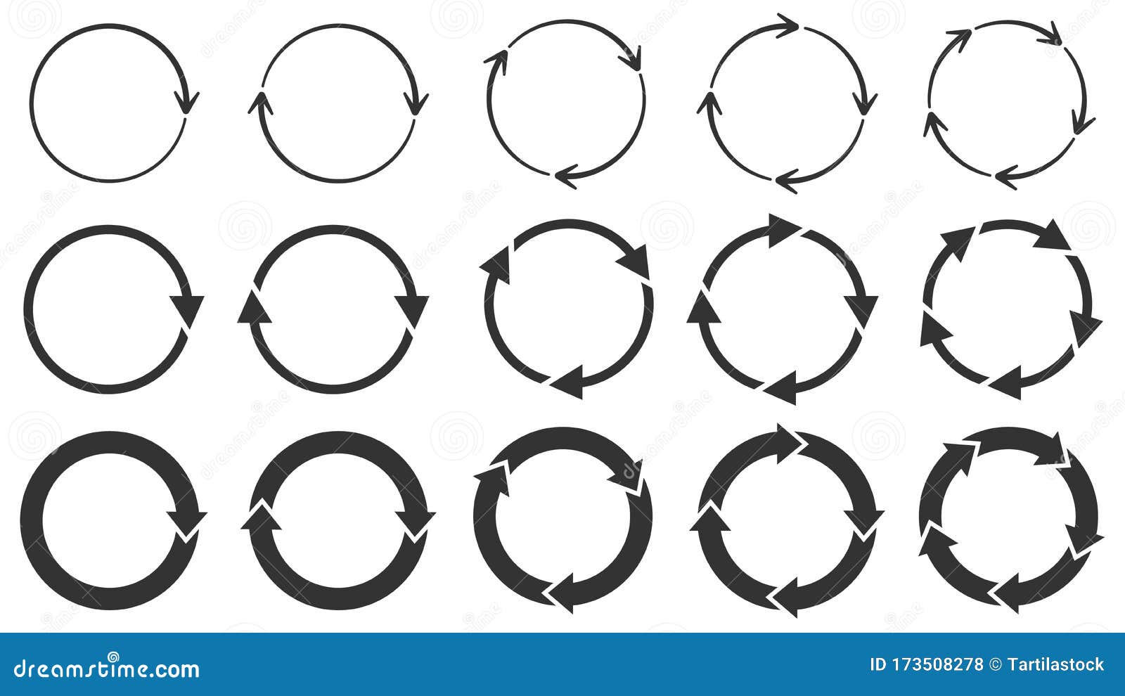 circle arrows. round reload or repeat icon, rotate arrow and spinning loading . circle pointer  set