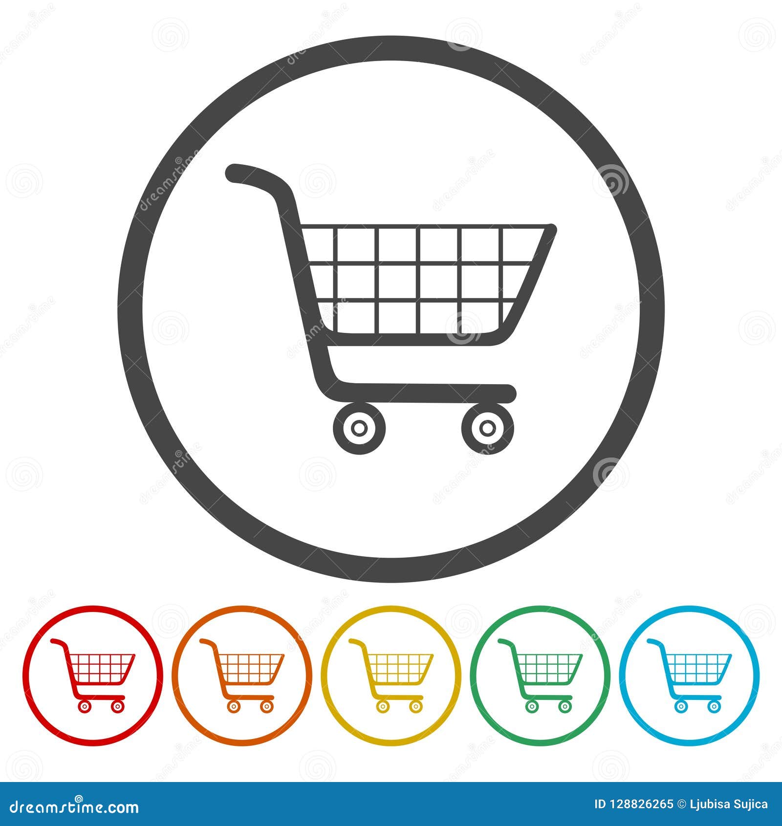 Circle Cart Icon, Shopping Cart Stock Vector Illustration of order, consumer 128826265