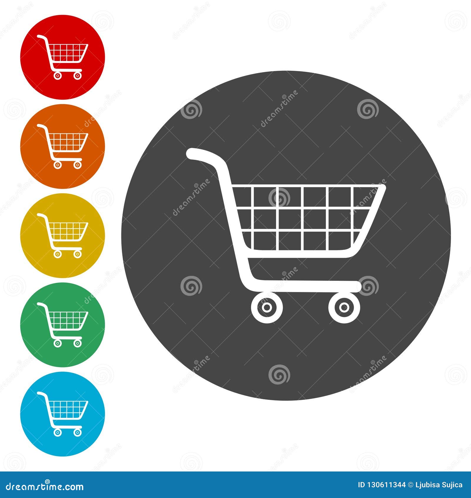Circle Cart Icon, Shopping Cart Stock Vector Illustration of merchandise, click 130611344