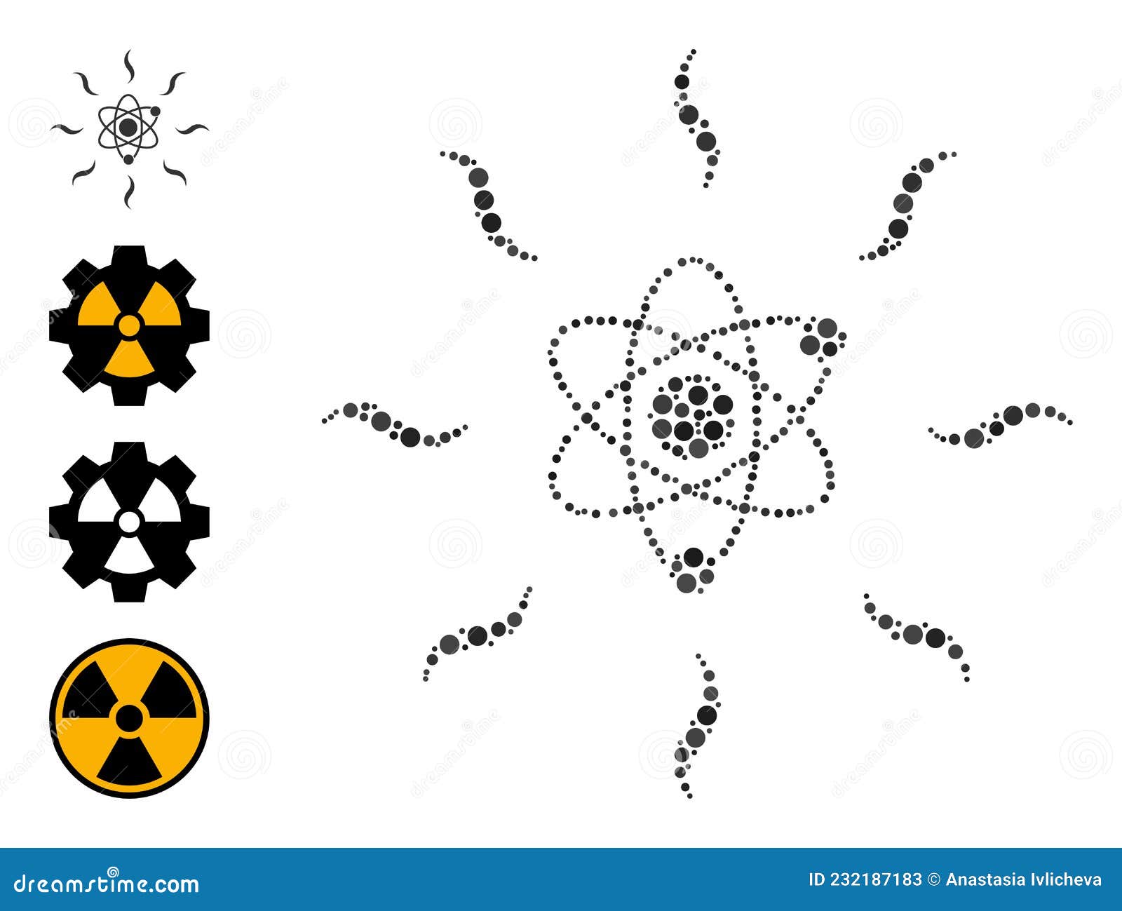 Dotted Quantum Radiation Composition of Rounded Dots and Other Icons