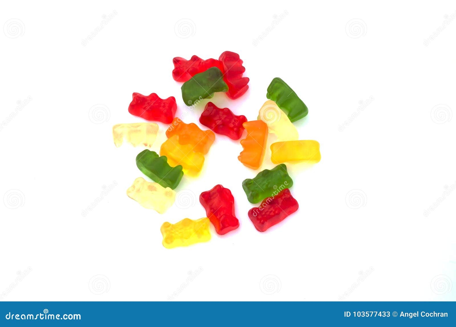 Delicious Gummy Bears Circled on a Whit Background Editorial Stock