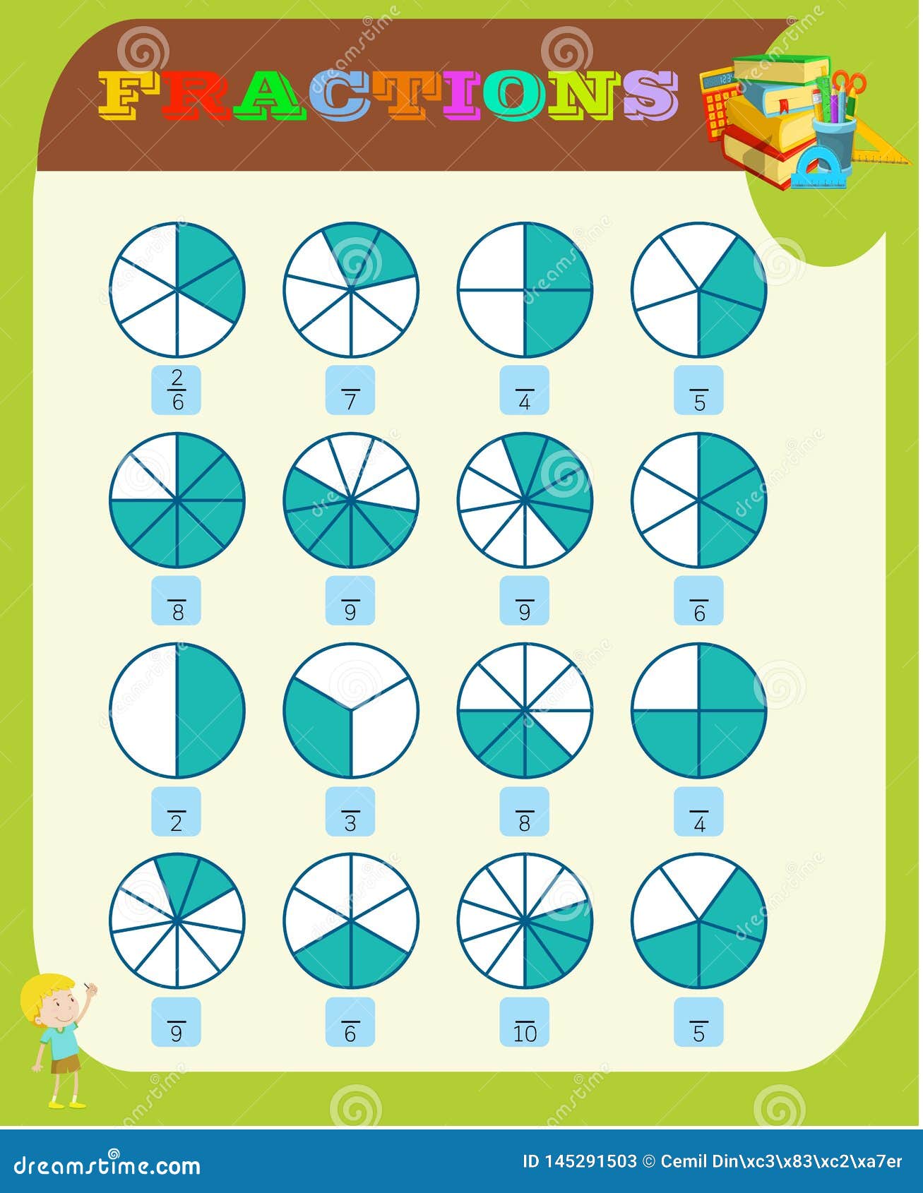 circle the correct fraction mathematics math worksheet for kids
