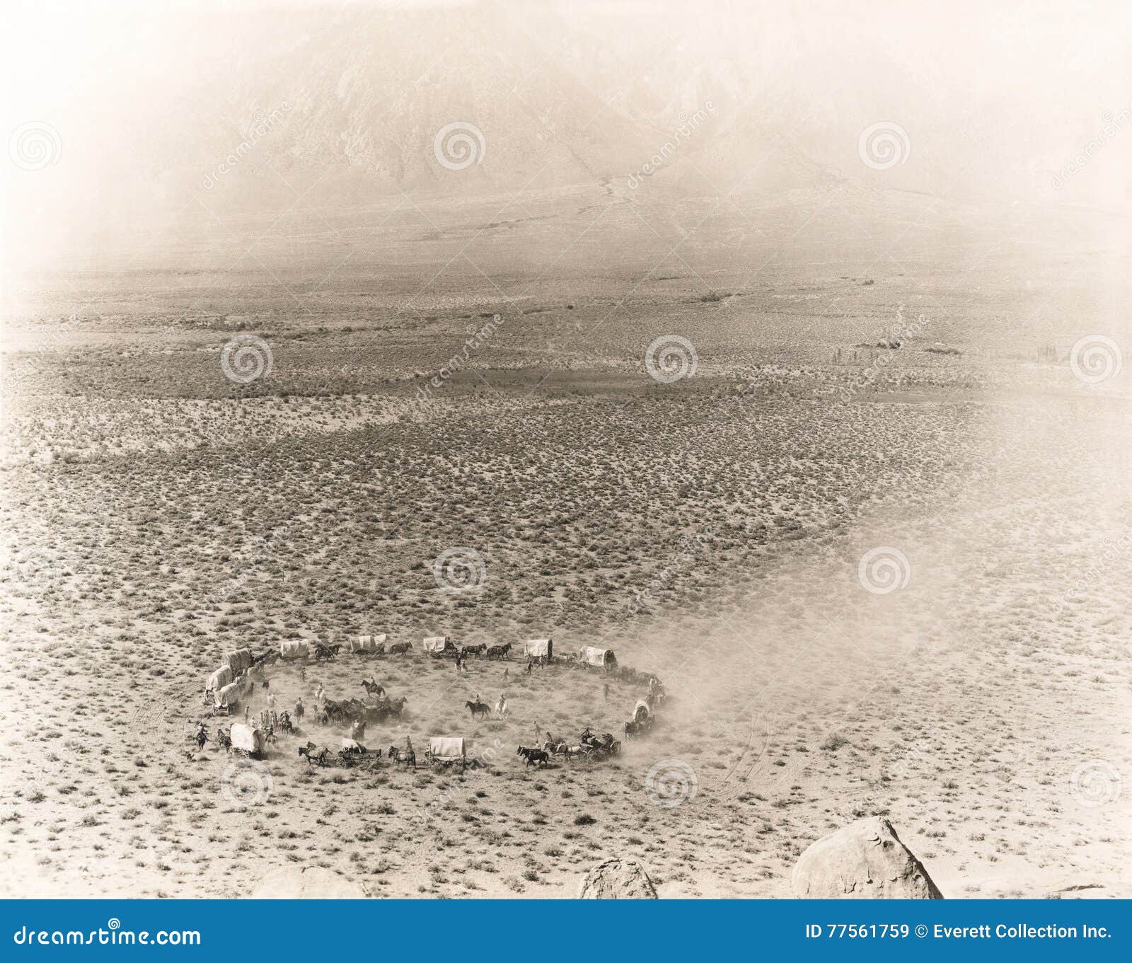 Circle of Covered Wagons on Open Plain Stock Image Image of court