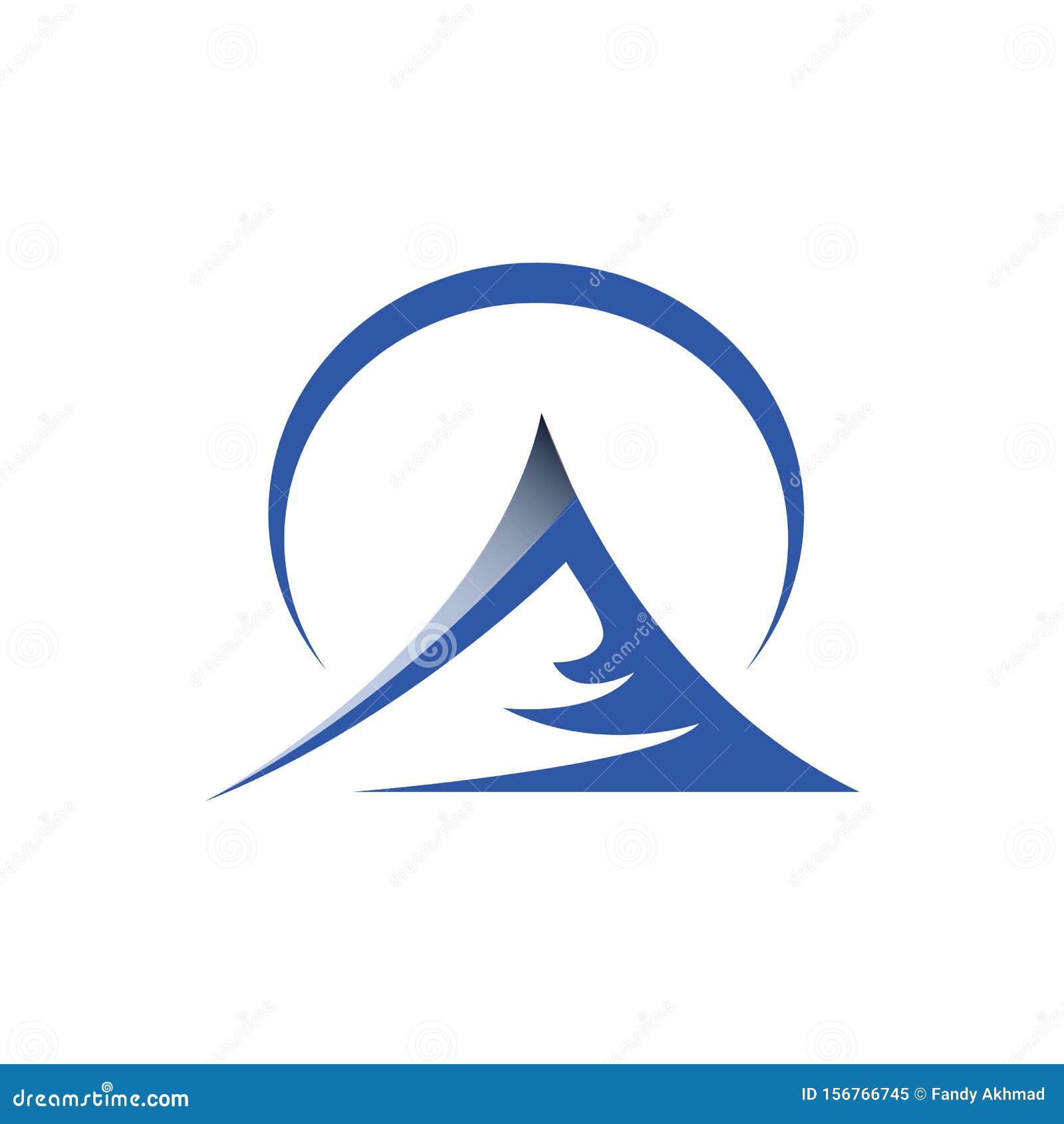 Circle Curve With Simple Mountain Logo Design Vector Illustration Stock