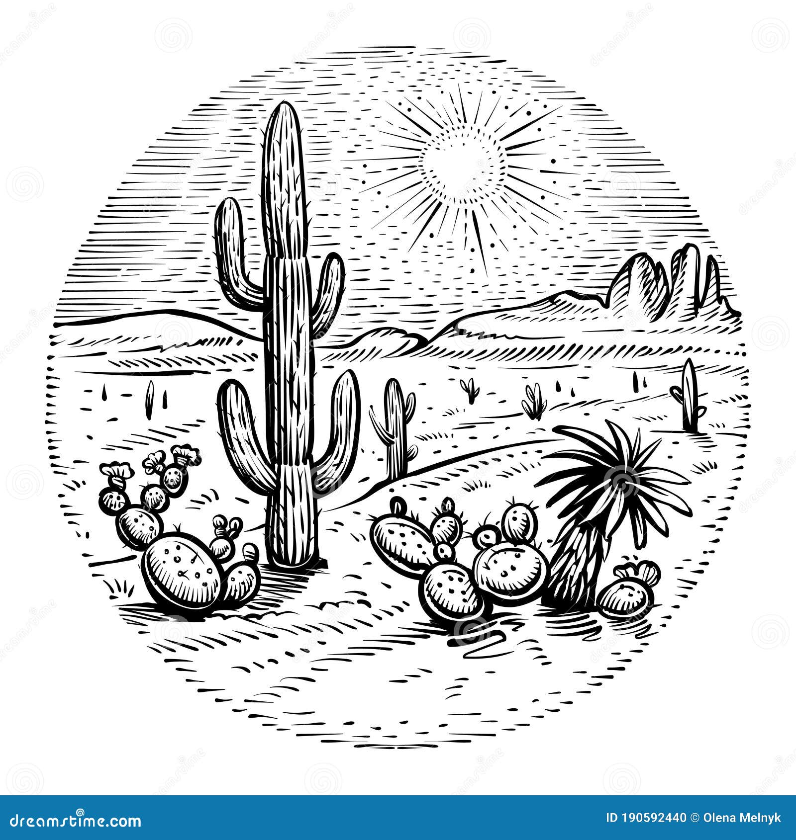 desert clip art black and white