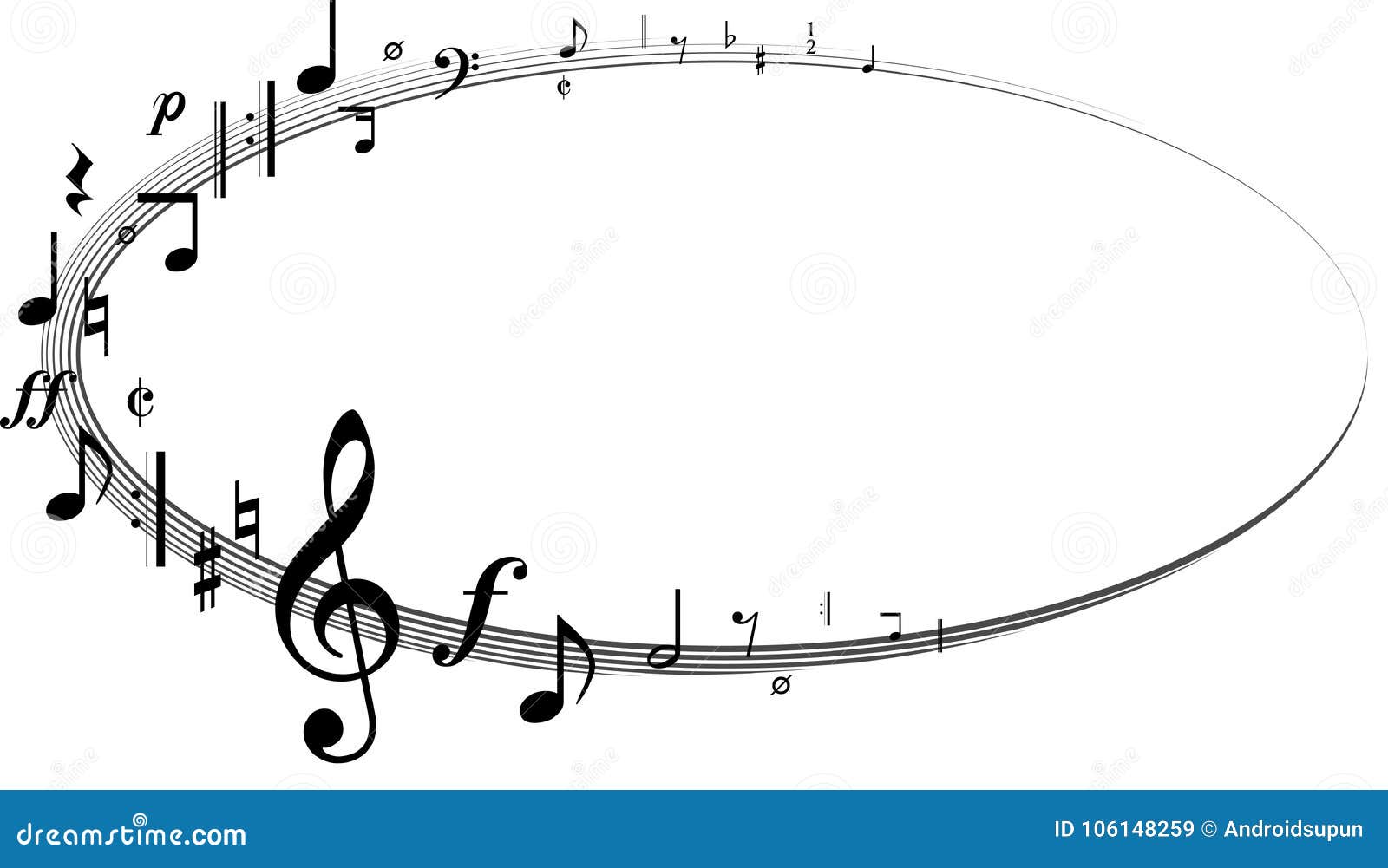 Circle of Different Music Notes Stock Vector Illustration of black
