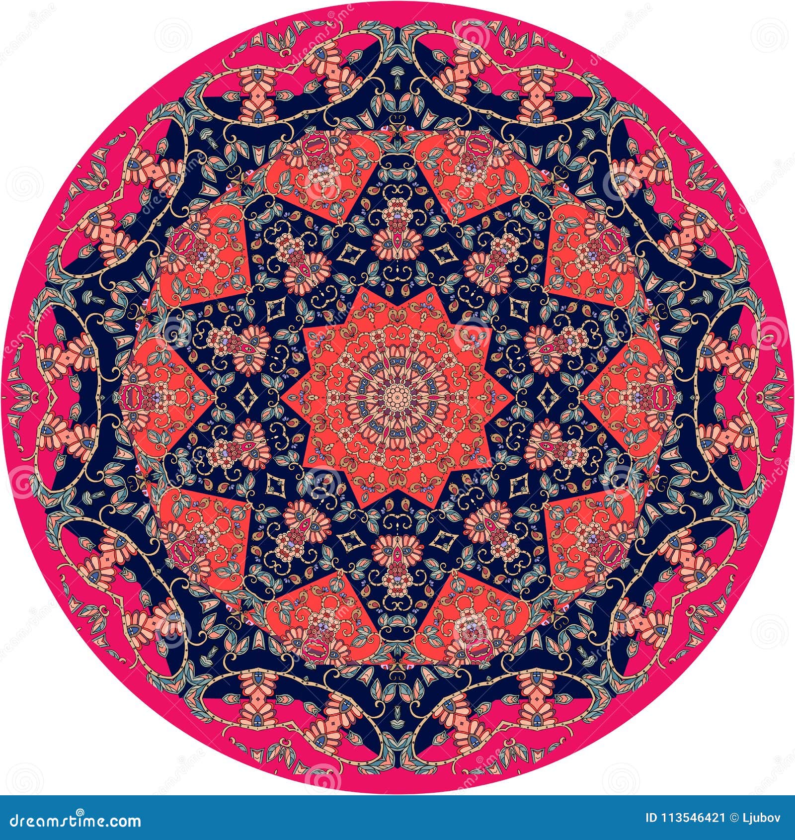 Download Circle Ethnic Rug With Flower - Mandala. Vector ...