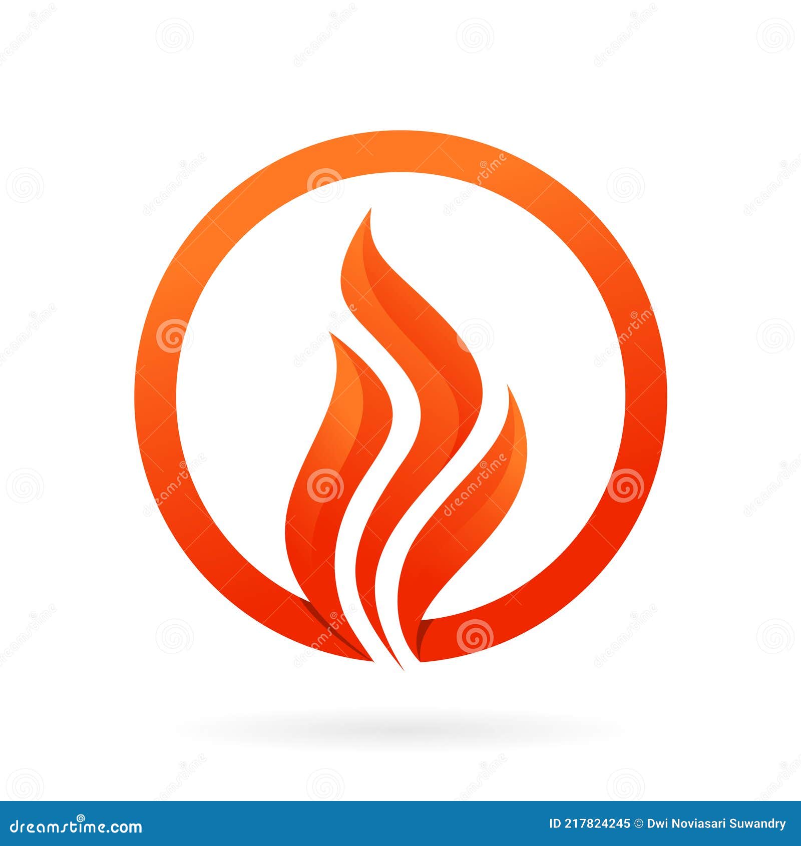 Fire logo in circle symbol stock vector. Illustration of heating 217824245