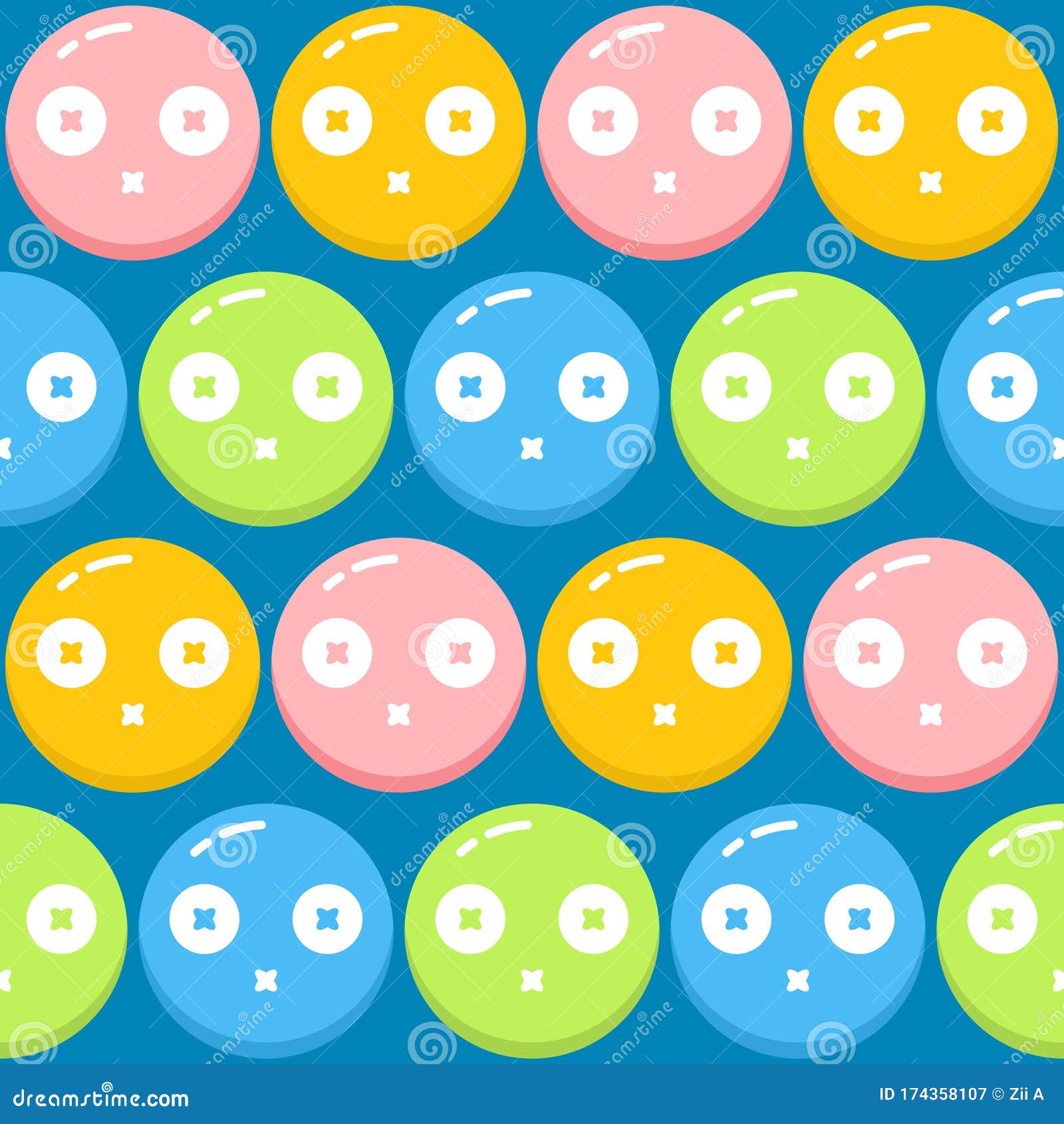 circle flat bubble facial emoticon seamless pattern | bufa series